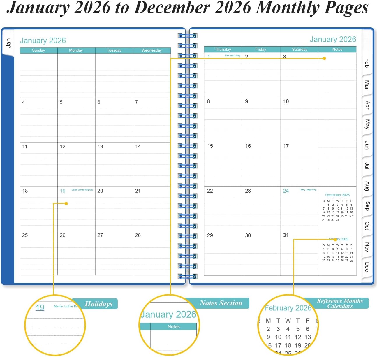 2026 Appointment Book & Planner - 2026 Daily Hourly Planner from January 2026 - December 2026, Weekly Appointment Book with 30-Minute Interval, Medium 6.4" x 8.5", Blue-B