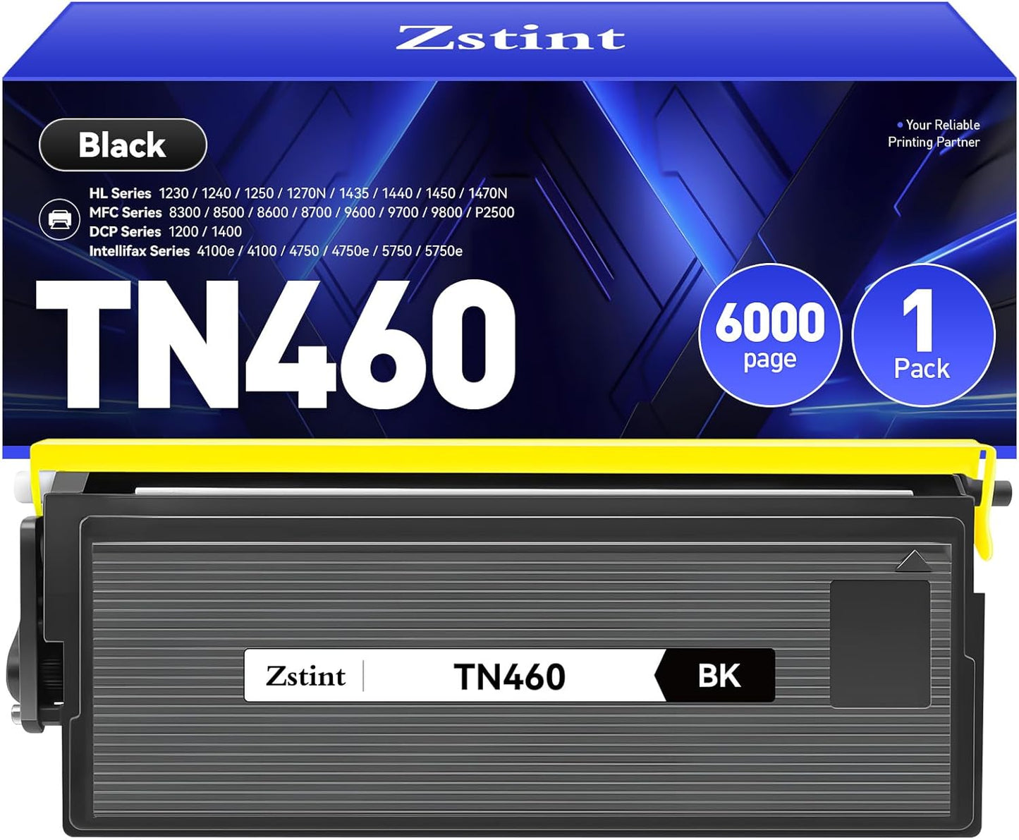 TN460 Toner Cartridge Black 1-Pack Replacement for Brother TN-460 TN430 TN-430 Compatible with Brother Intellifax-4100e 4750e 5750e HL-1240 DCP-1200 1400 8350 MFC-8300 MFC-8500 MFC-9600 P2500 Printer