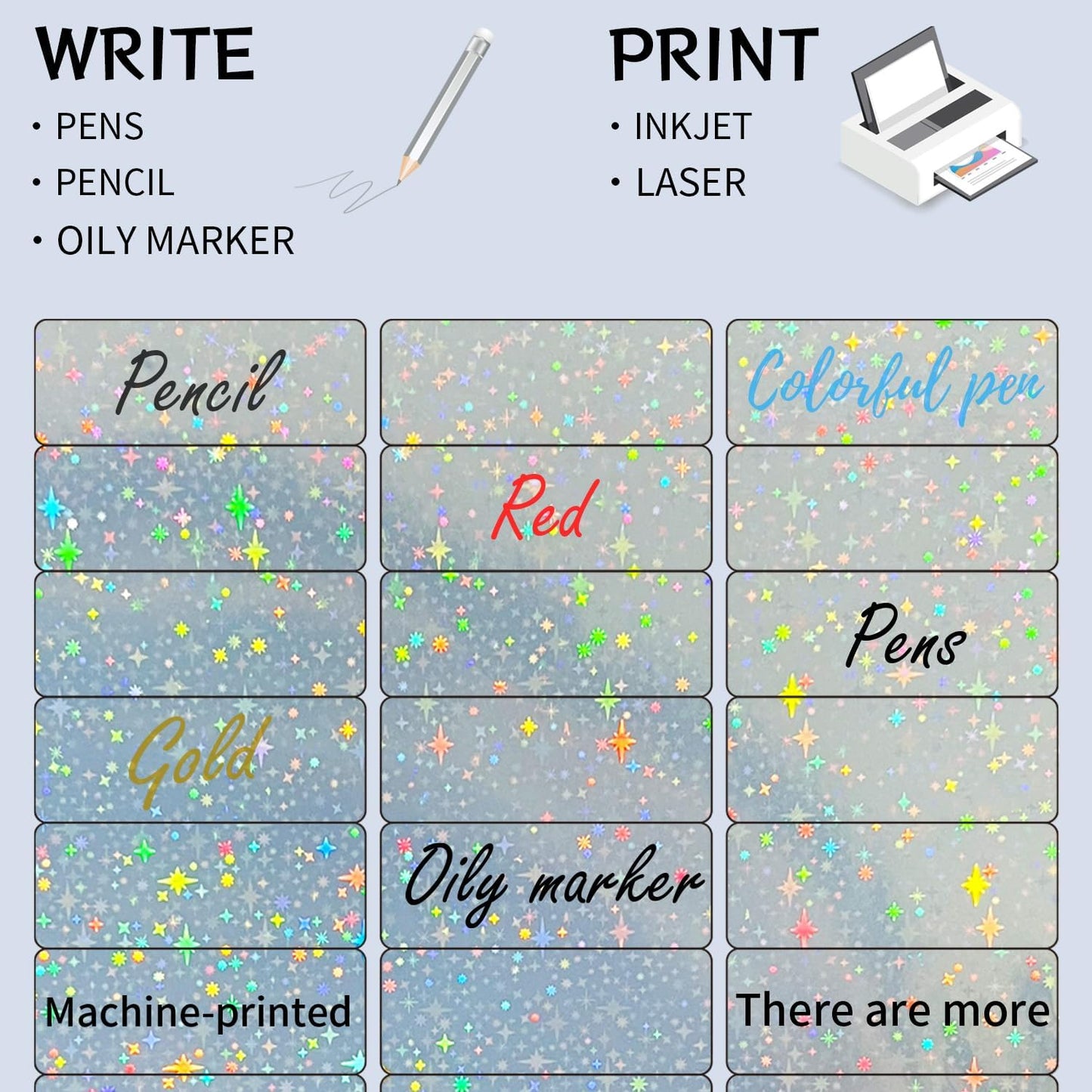 STARLIBOO 1" x 2-5/8" Address Labels- Holographic Color Stickers for Laser/Inkjet Printer mailing Labels 8.5"×11"- Holographic Star