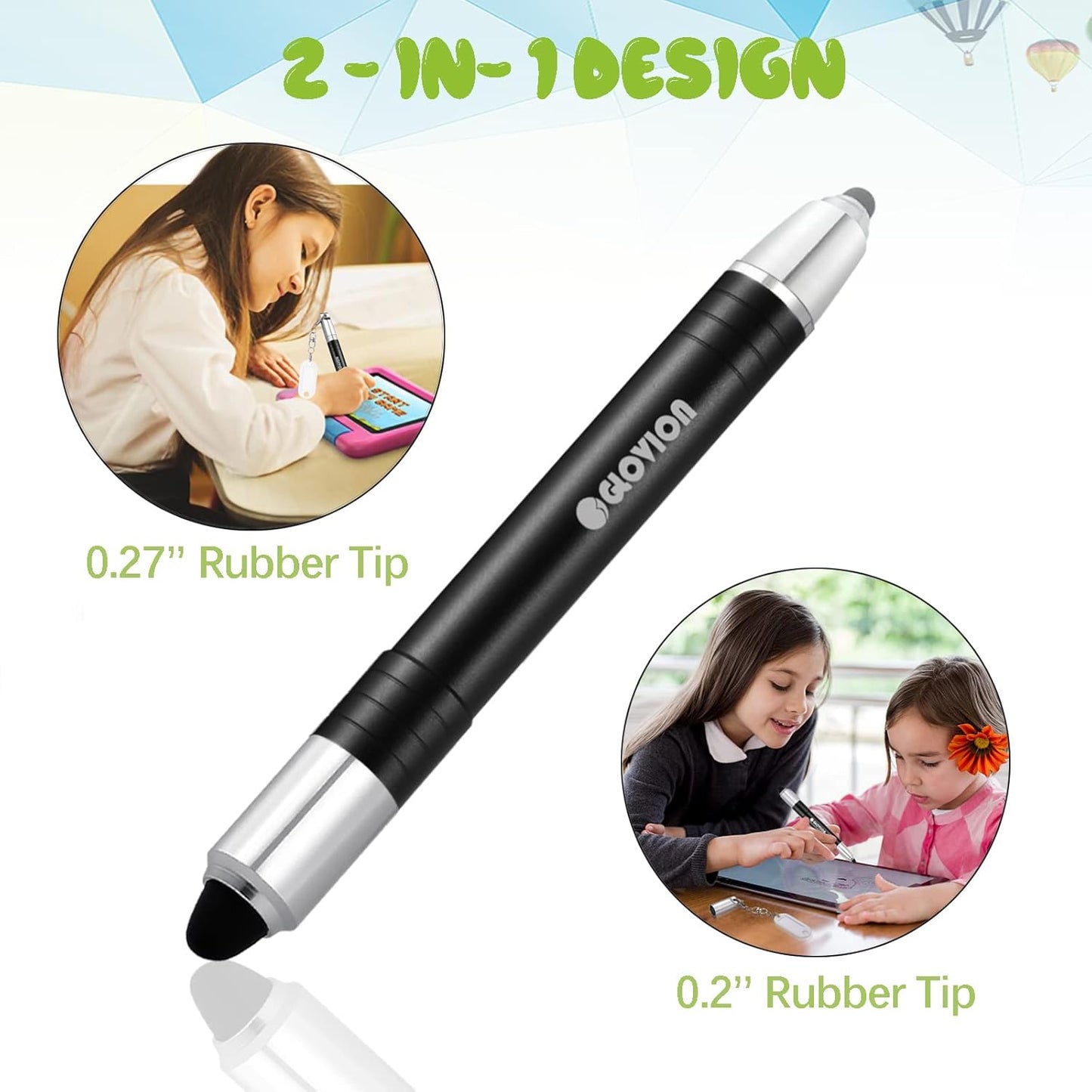 Stylus Pen for ipad iPhone Capacitive Stylist with Magnetic Cap, Touch Screens Stylus Pens for Kids Tablets All Touch Screen Devices - Black