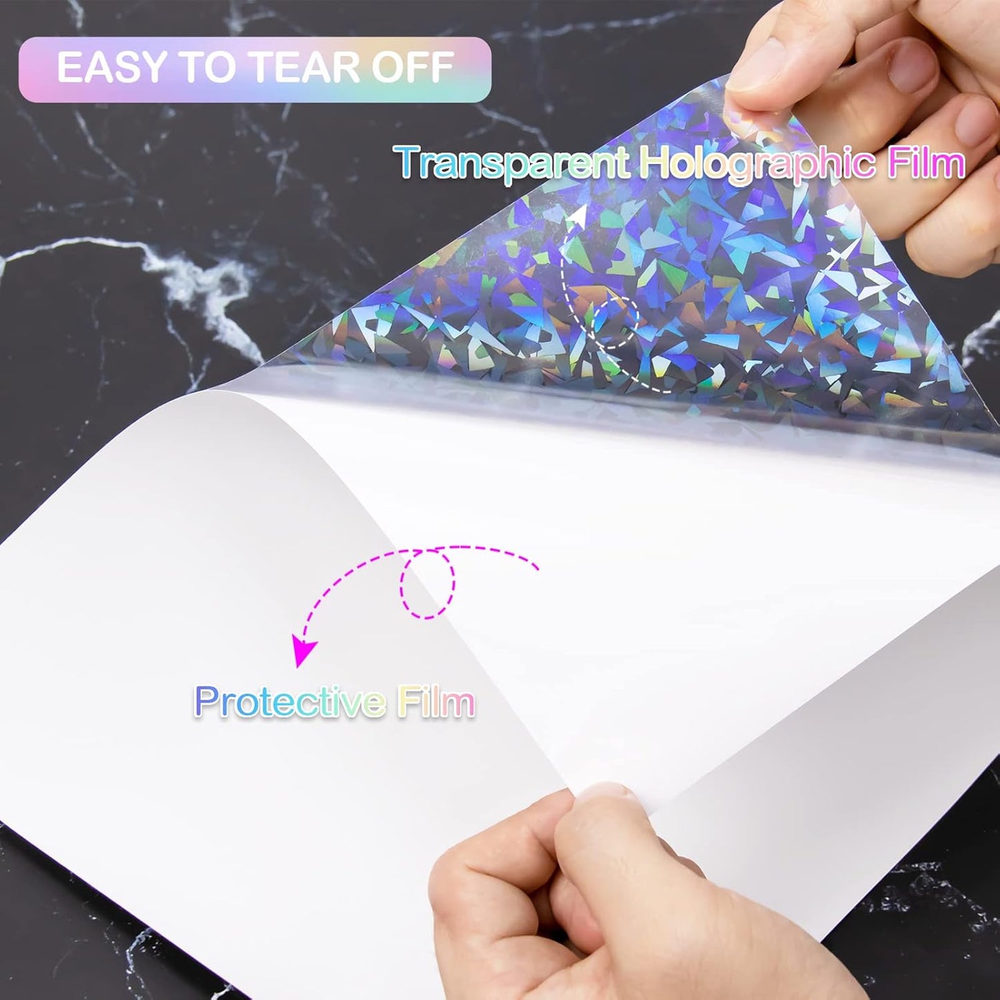 24 Sheets Holographic Laminate Sheets Clear Holographic Sticker Paper Self Adhesive Laminating Sheets Transparent Glitter Waterproof Vinyl Film for Sticker Paper, 8.5 x 11 inch Gem Patterns