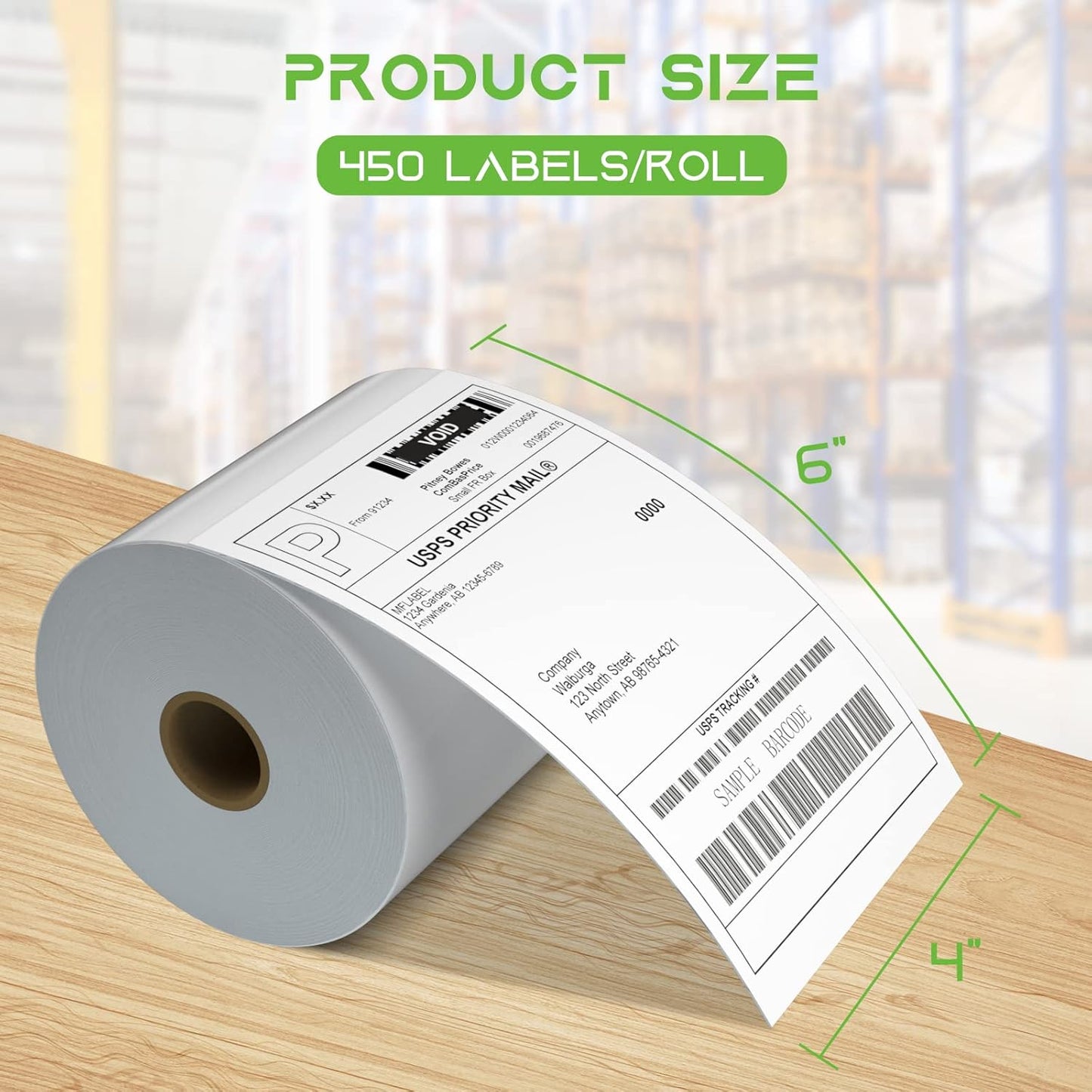 MFLABEL® 20 Rolls of 450 Labels 4x6 Direct Thermal Mailing Shipping Labels for Zebra 2844 ZP-450 ZP-500 ZP-505