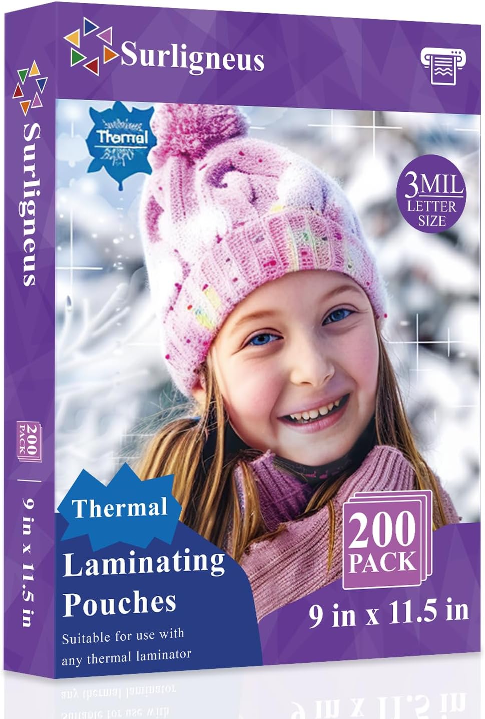 Laminating Sheets 8.5 x 11, 200 Pack Thermal Laminating Pouches 3 mil, Clear Thermal Laminating Plastic Paper Laminator Sheets, Clear Laminate Sheets Fits Letter Sized Paper (8.9 in. × 11.4 in.).