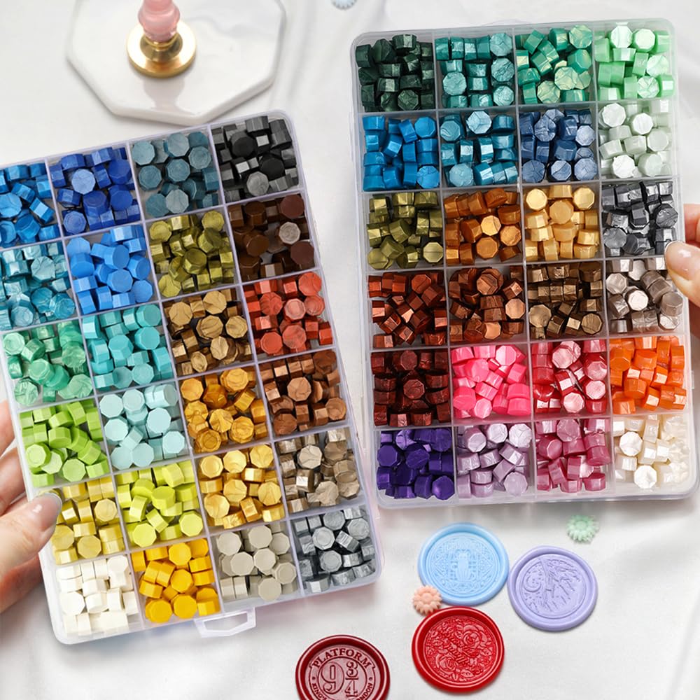 1200pcs Wax Seal Beads,48 Assorted Color Sealing Wax Beads Ideal for Seal Stamp Wedding Letter Envelope Decor Wine Bottle Sealing (Mix Color)