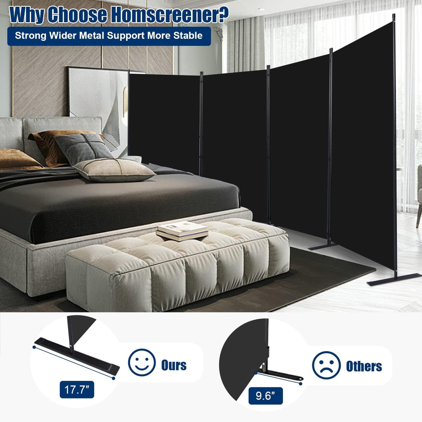 Room Divider 6FT Portable Room Dividers and Folding Privacy Screens, 136'' W Fabric Divider for Room Separation, 4 Panel Partition Room Dividers Freestanding Wall Divider Screen for Dorm Studio Office