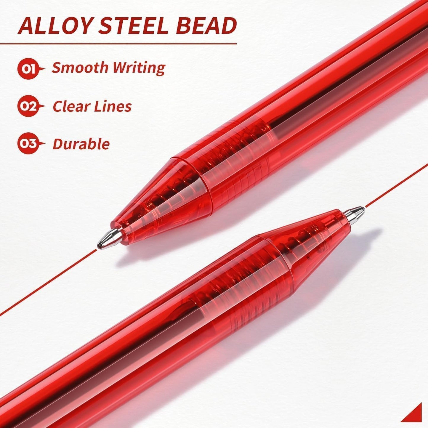 Red Pens | 16 Pack Retractable Ballpoint Pens Multipack | Red Ink Medium Point 1.0mm | Smooth Writing Ball Point Pens | School Office Supplies(Red Ink)