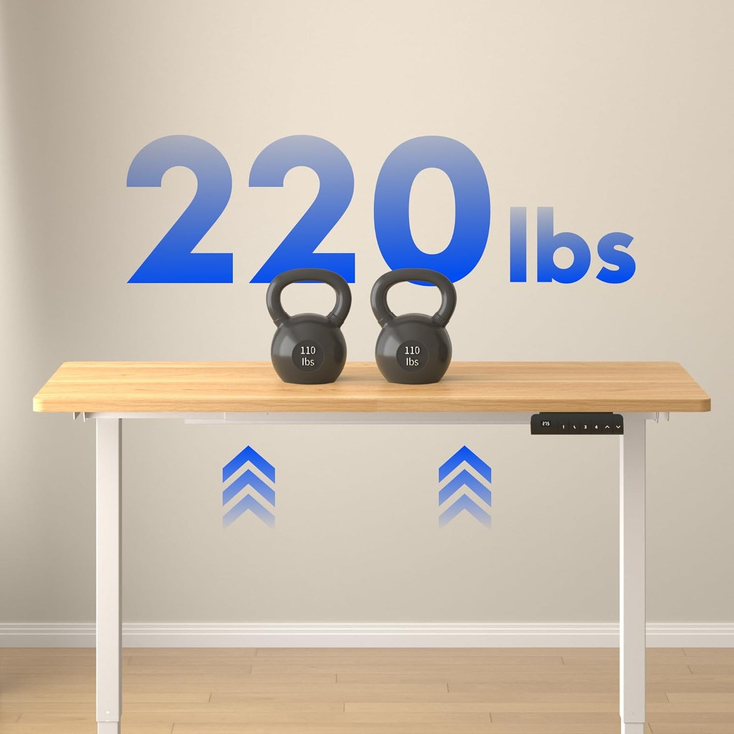 FLEXISPOT E3 Dual Motor Electric Standing Desk 60x24 Inch Whole-Piece Board Height Adjustable Electric Sit Stand Desk (White Frame + Maple Desktop, 2 Packages)