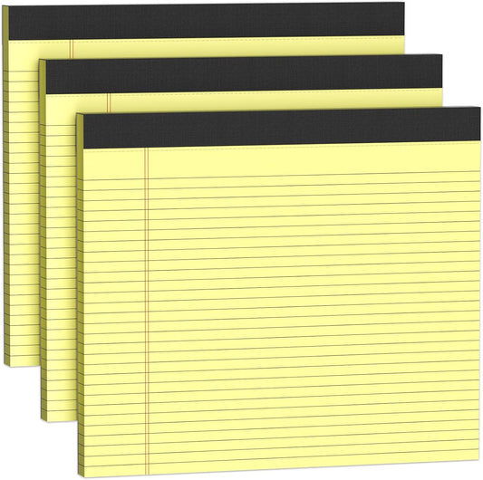 3 Pack Yellow Legal Pads 11 x 9.5 College Ruled Yellow Paper Note Pad Narrow Ruled 30 Sheets Notepads Perforated Writing Pad Clear Print Horizontal Pads of Paper