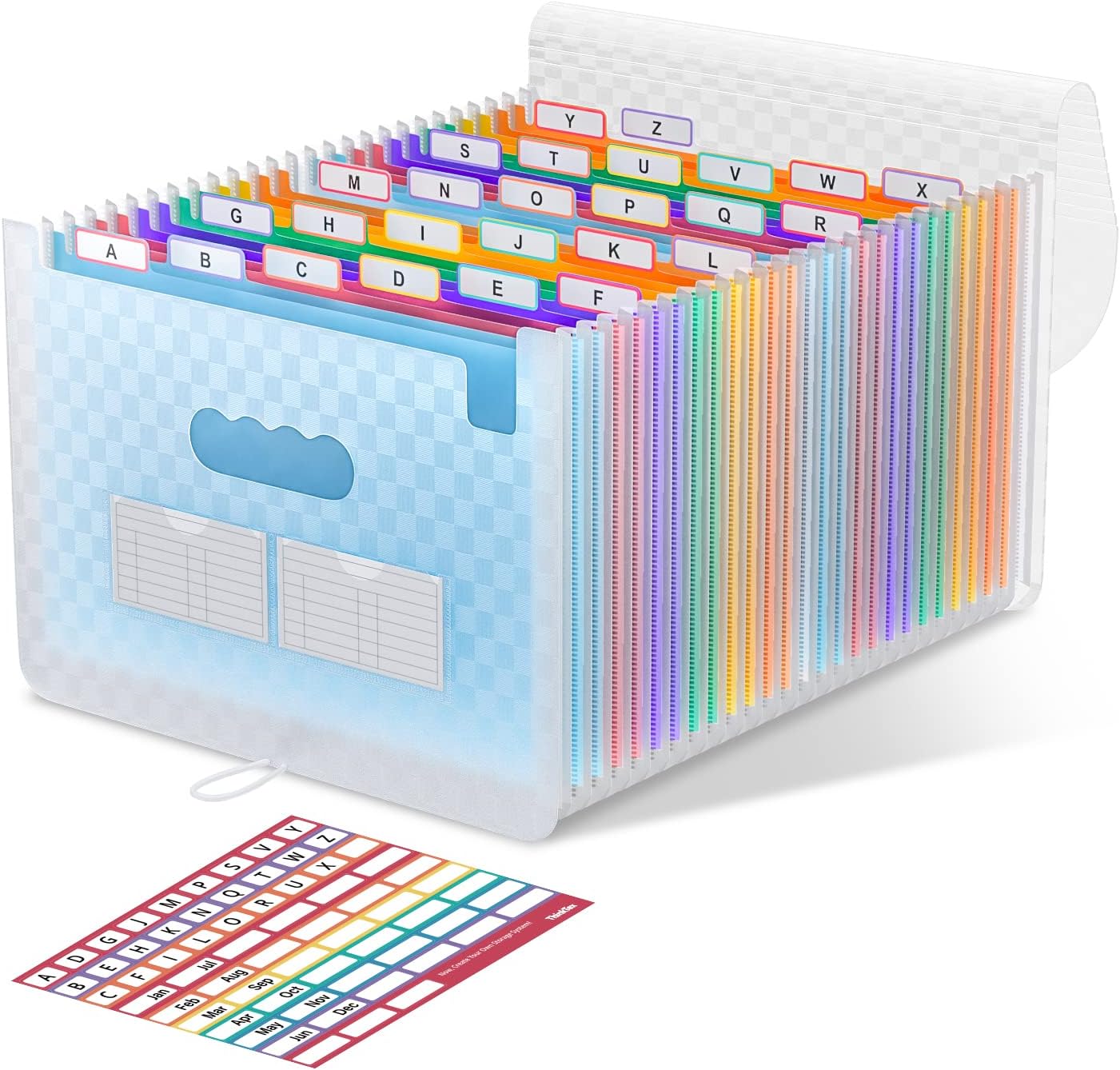 ThinkTex Accordion File Organizer, 26 Pockets Expanding File Folders, Monthly Bill Receipt Documents Organizer, A-Z Colorful Tabs, Letter/A4 Size - Blue