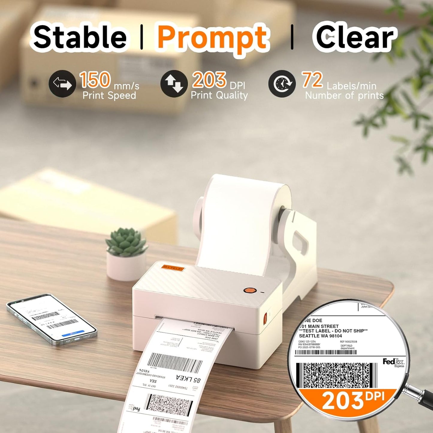 Bluetooth Thermal Shipping Label Printer, Wireless 4x6 Shipping Label Printer for Small Business, Support iOS, Android, Windows and Mac, Compatible with Amazon, Ebay, Shopify, Etsy, USPS.