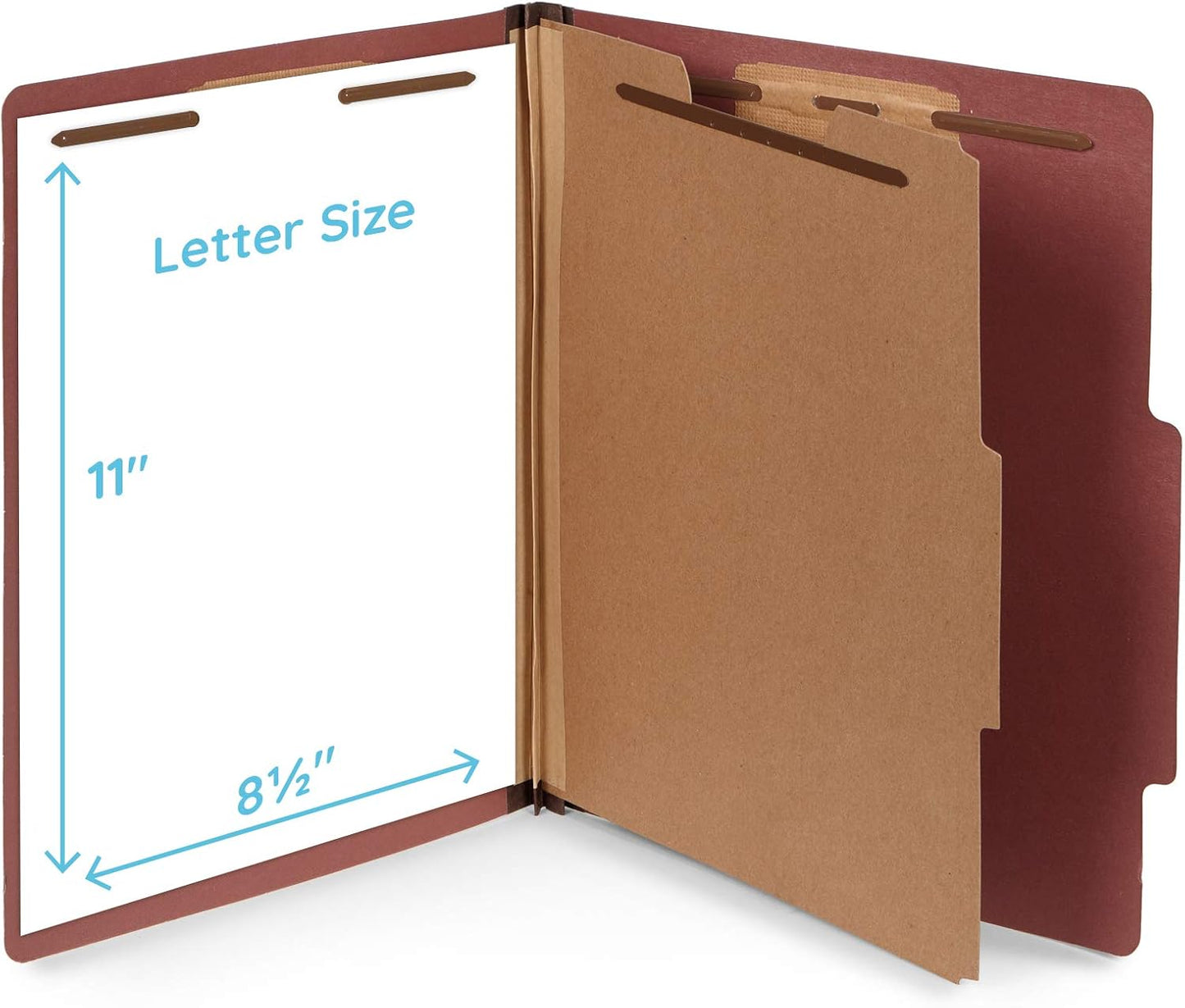 10 Letter Size Red Classification Folders - 1 Divider - 2 Inch Tyvek Expansions - Durable 2 Prongs Designed to Organize Standard Medical Files, Office Reports - Letter Size, Red Brick Color, 10 Pack