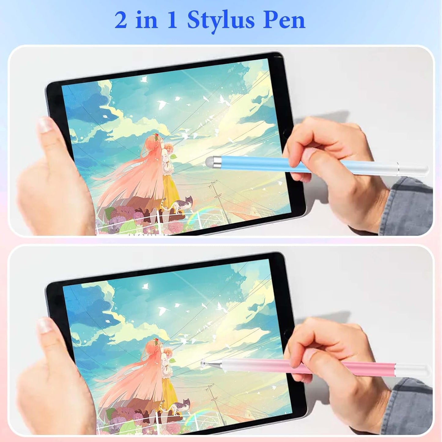 2 in 1 Magnetic Disc Stylus Pen for Touch Screens, Compatible with iPhone/iPad/Android/Microsoft/Surface All Capacitive Touch Screens