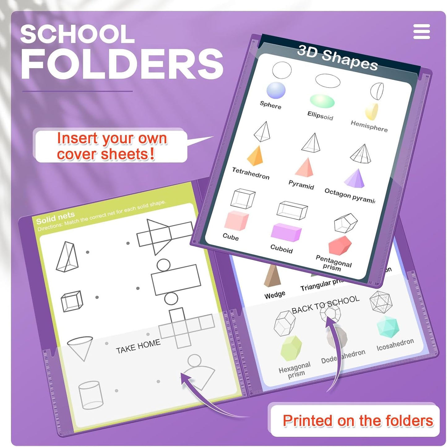 Henoyso 72 Pcs Plastic Take Home Folders with 2 Pockets Parent Teacher Classroom Communication Homework Folder for Students Parent Teacher Connect (Purple)