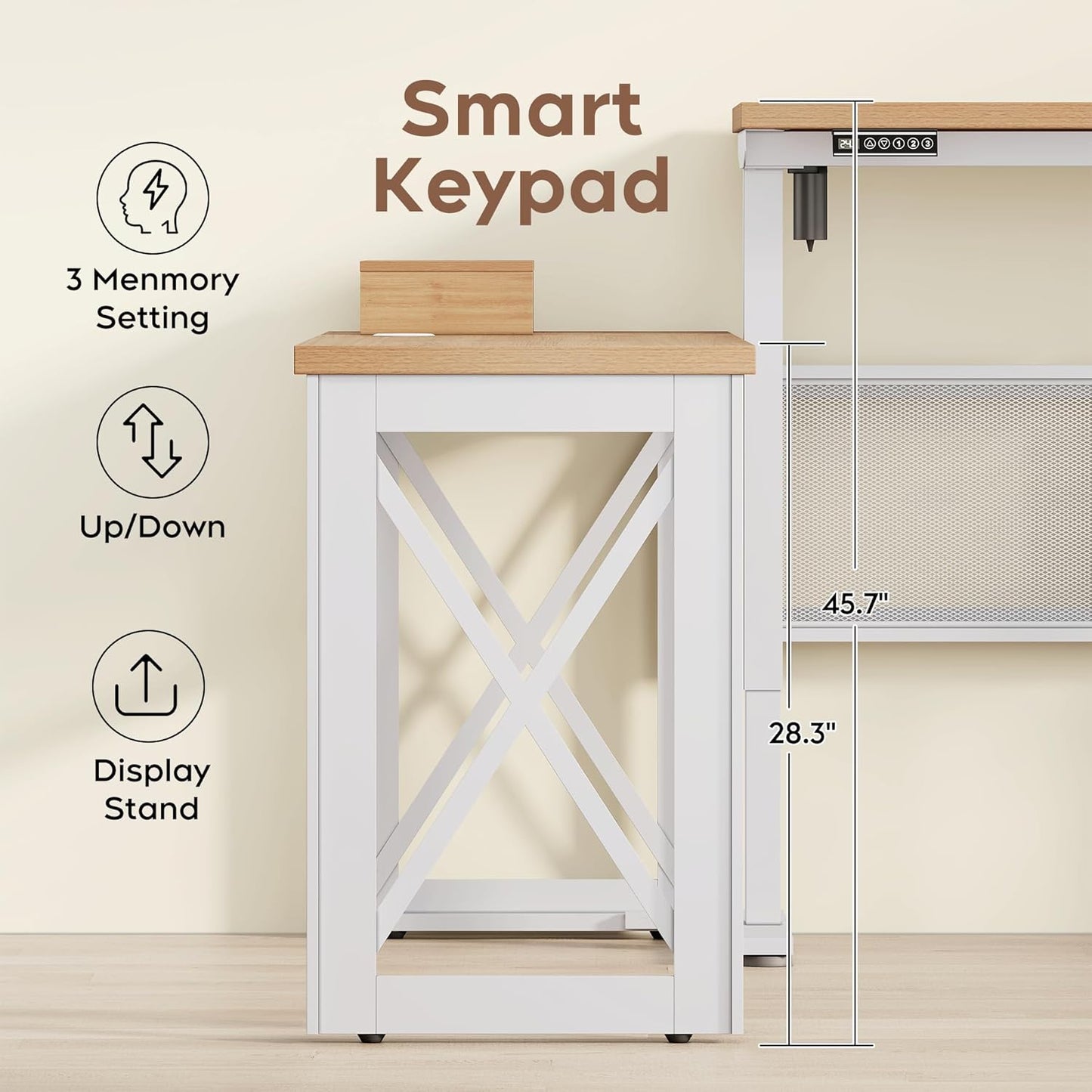 Yechen L Shape Standing Desk, Electric Corner Desk Height Adjustable, 61x60 Computer Desk with 4-in-1 Outlet, for Work Home Office, Livestreaming, Gaming, Natural Oak