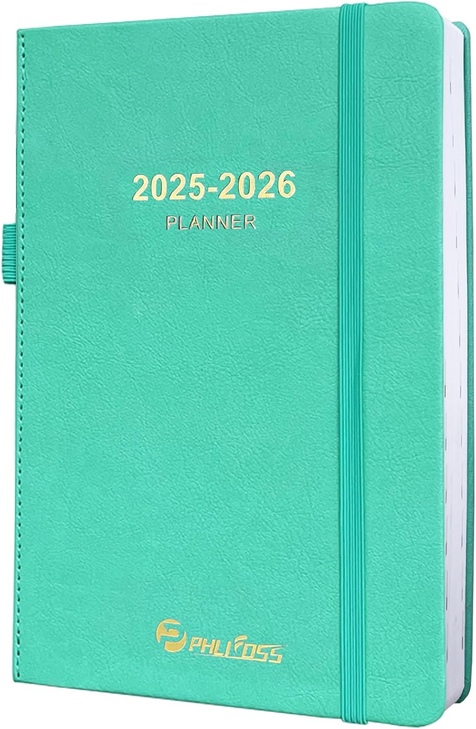 Daily Planner 2025-2026, One Page Per Day, Academic Calendar (July 2025 - June 2026), Appointment Book with Time Slots and Monthly Tabs, 5.7" x 8.25", Pocket, Leather Cove (Lake Green)