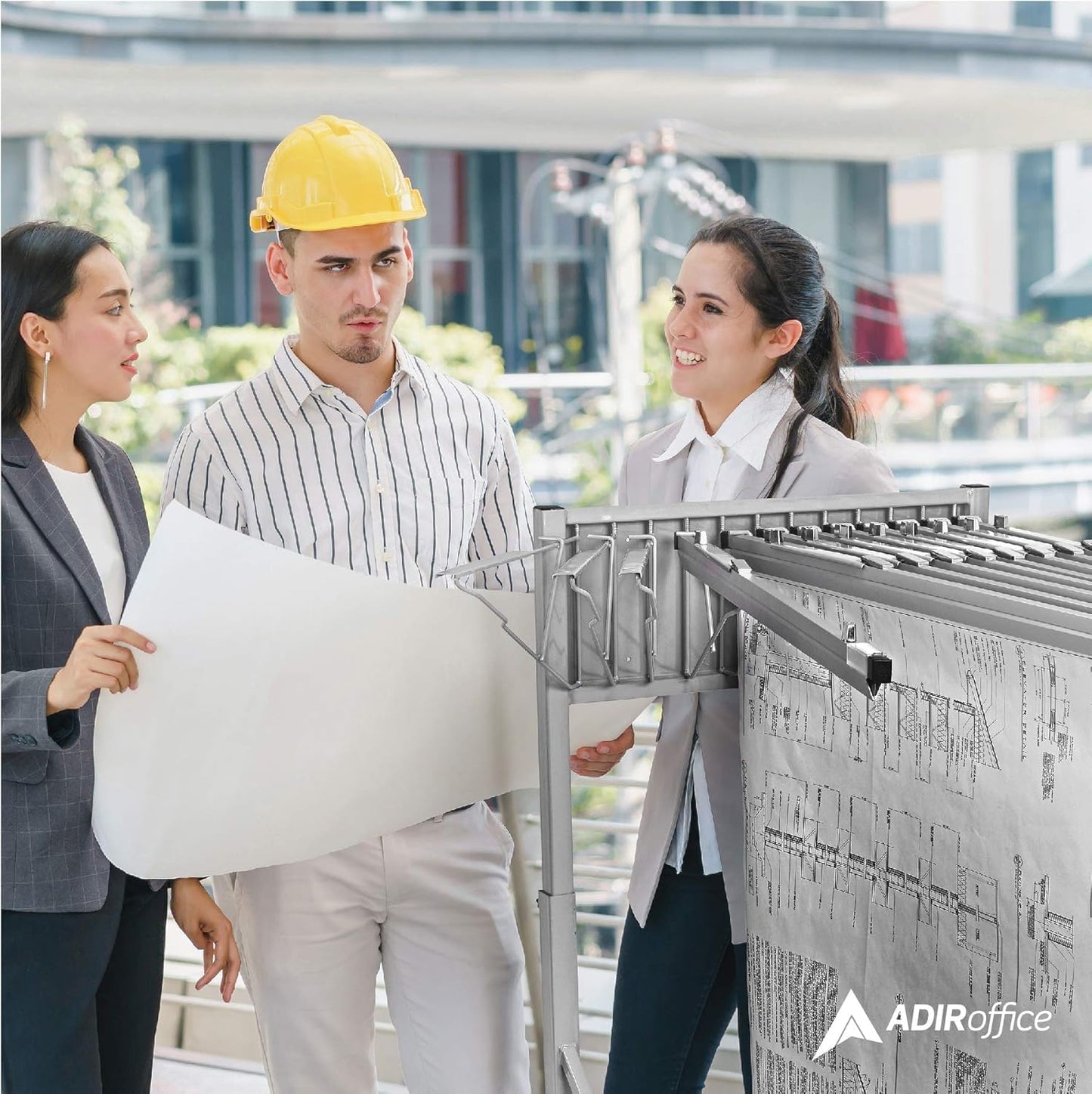 Adir Blueprint Rack and Clamps - 12 Pack of Blueprint Clamp and Mobile Blueprint Rack, Heavy-Duty Large Document Storage Solution for Blueprints, Posters, Maps, & Construction Plans