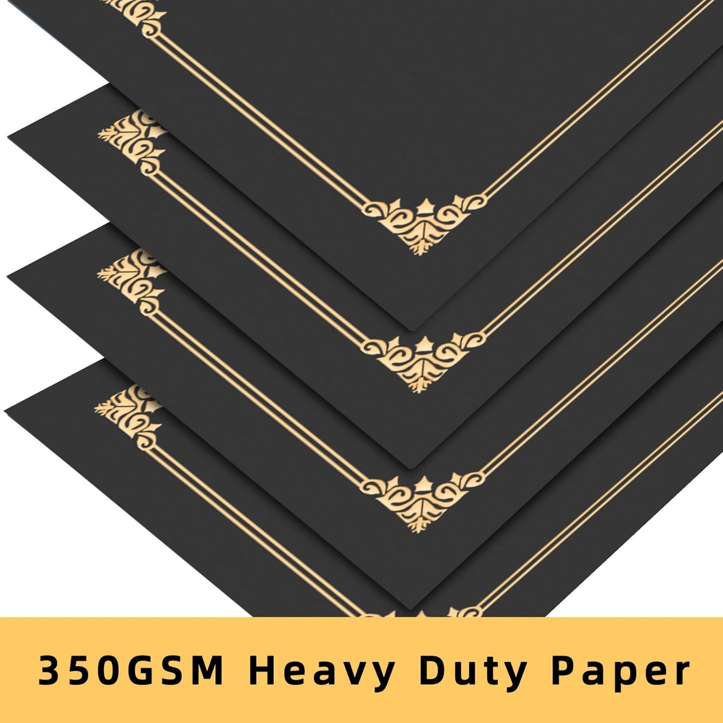 HAUTOCO 50 Pcs Certificate Holders, Black Diploma Folders Document Covers with Gold Foil Border for Letter Size 8.5x11 Cardstock, Award, Graduation