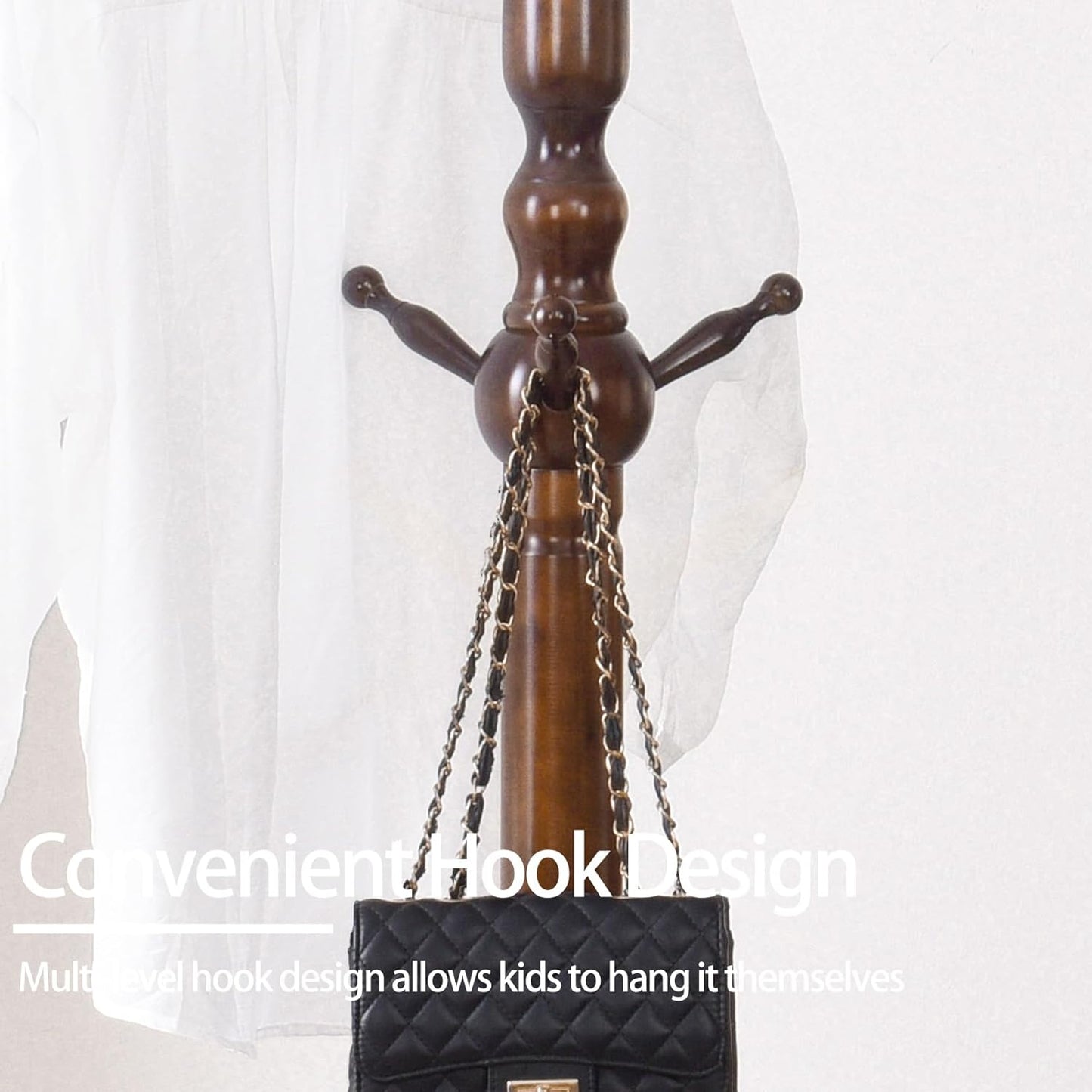 Wooden Coat Rack, Heavy Duty Coat Rack Freestanding with 11 Smooth Hooks, Coat Tree, Vintage Clothes Hanger Stand with Stable Disc Base for Bedroom, Entryway, Office-Load 180lbs (Walnut Brown)