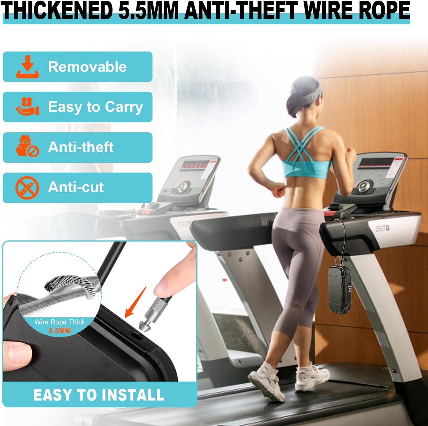 BKNOOU Portable Safe with Removable Chain, Anti-Theft Beach Safe Box, Waterproof Combination Lock Box for Travel, Dorm, Beach, Hotel, Car, Home, Office