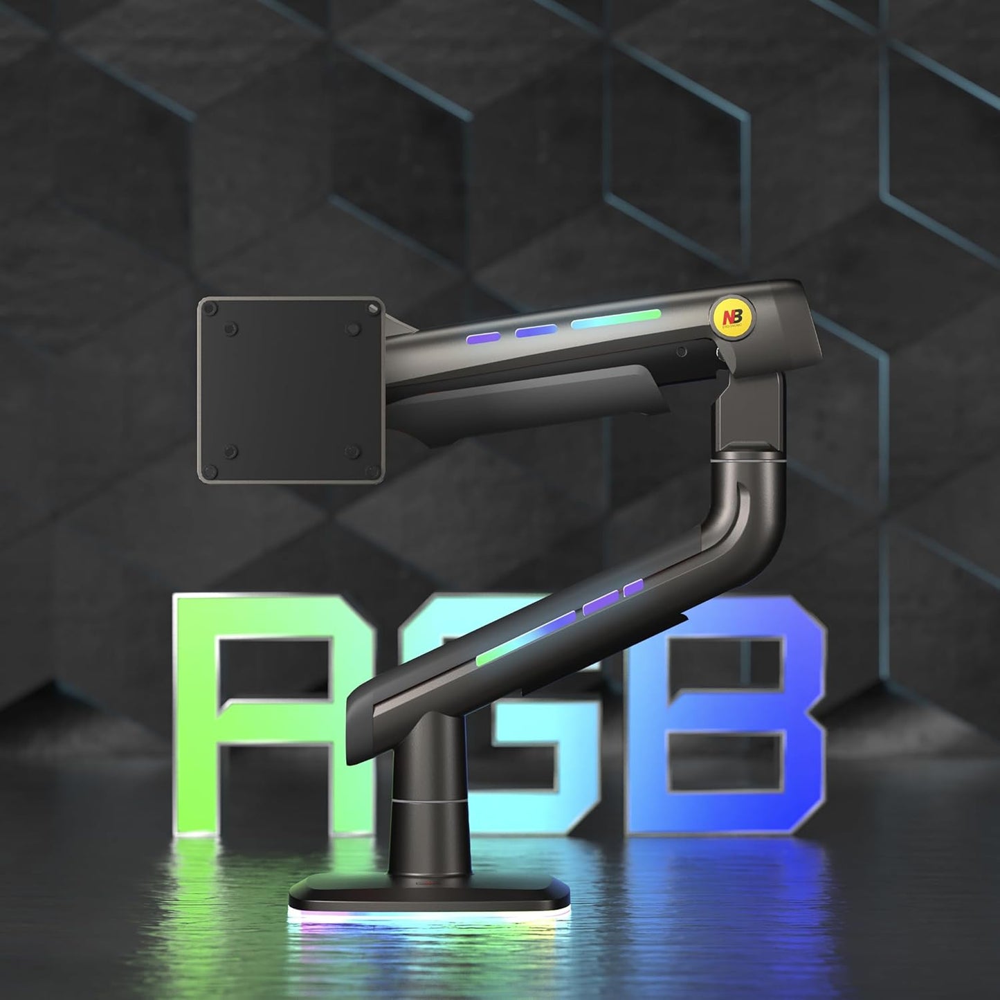 NB Gaming Monitor Arm or for 32 to 60 Inches Screen, Load up to 20 kg, VESA 75/100, RGB-Light, Heavy Duty, Multi Angle Adjustable, Premium Aluminum, Green