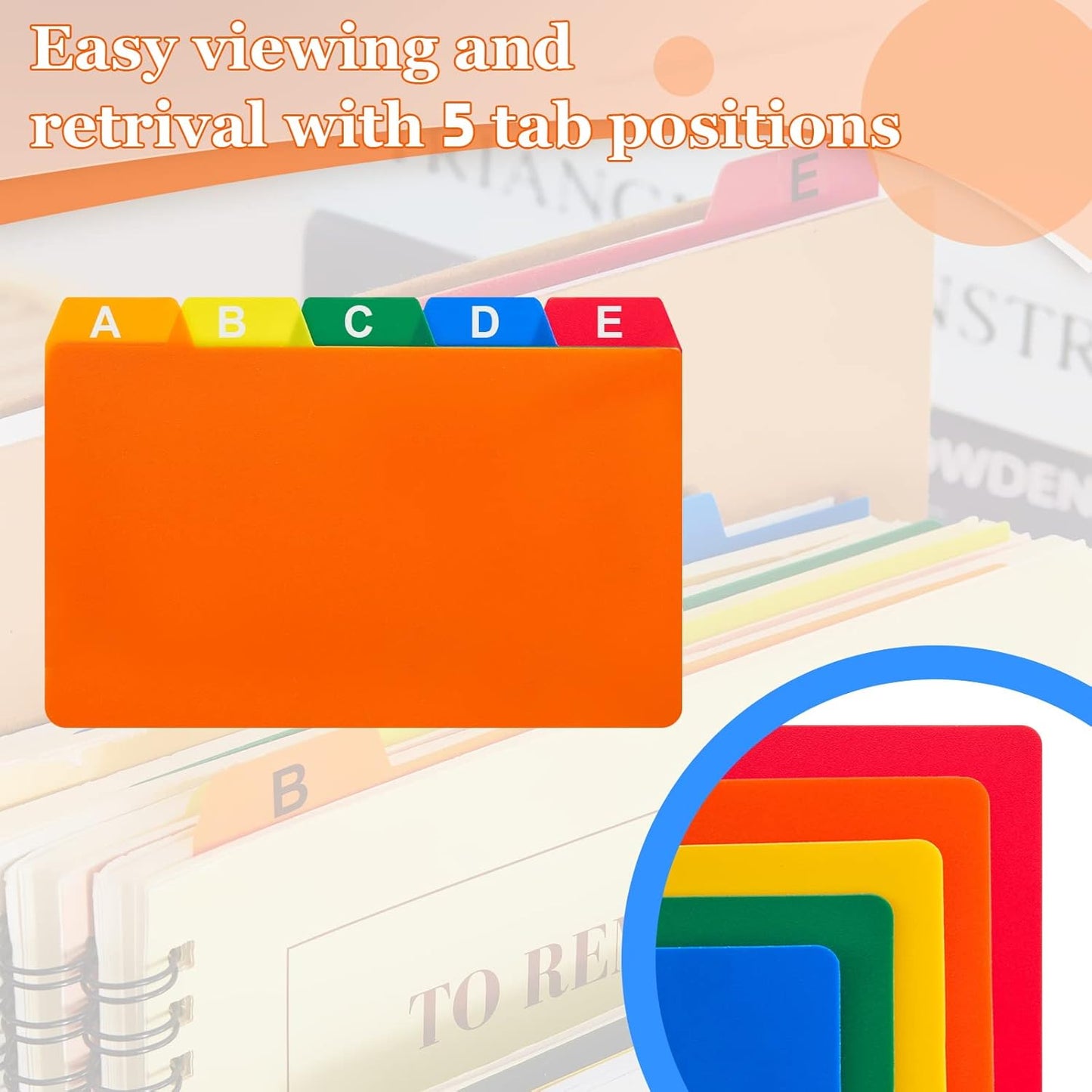 Lewtemi 50 Pcs Index Card Dividers 4 x 6 Inch Index Card Dividers with Tabs Guides with 2 Pcs Alphabet Number Stickers for Office Recipe Business (Assorted Color)