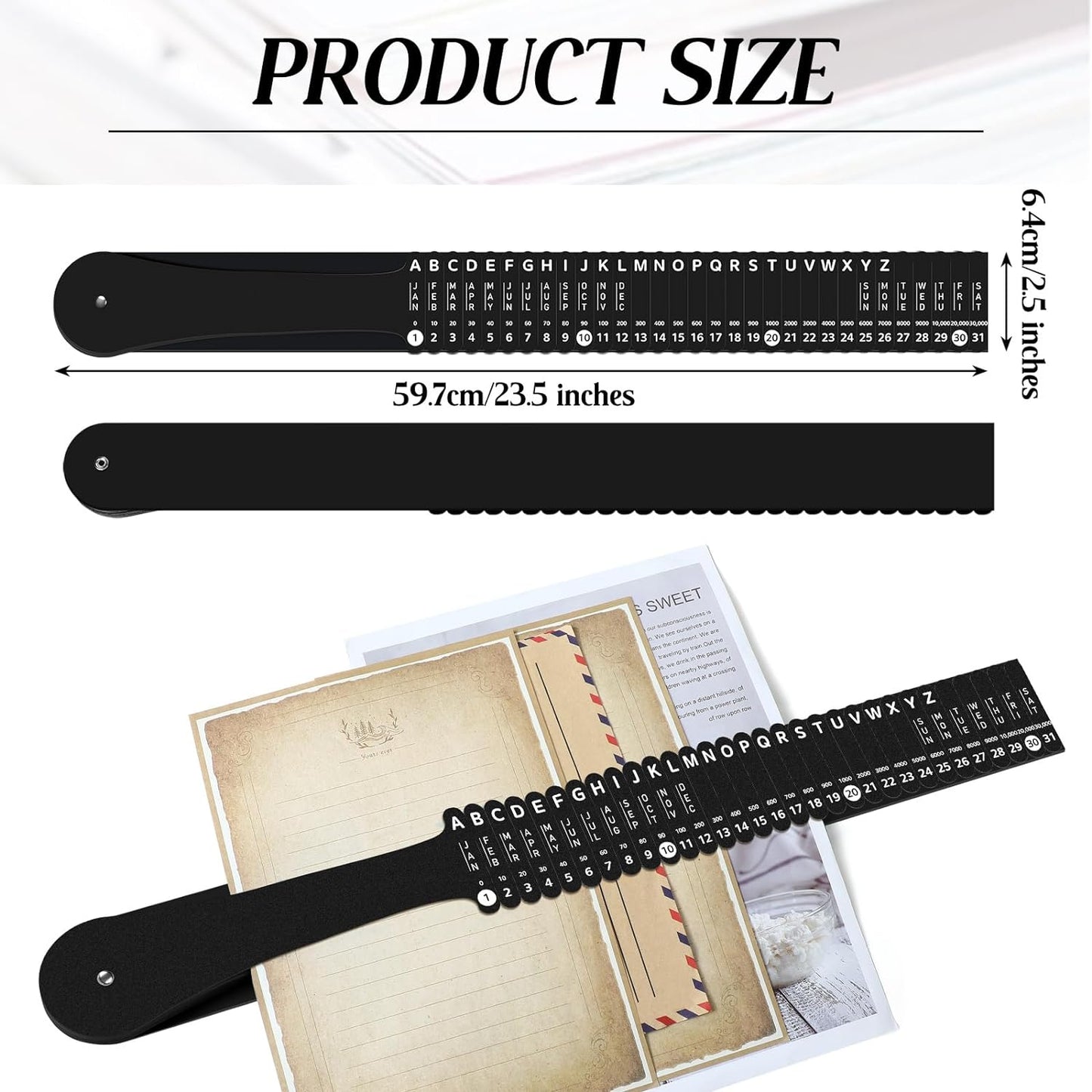 PerKoop Plastic All Purpose Document Sorter Alphabetical File Organizer Compact Upright Space Saving Paper Organizer for File Office, Black, 2.52 x 23.5 inches(2 Sets)