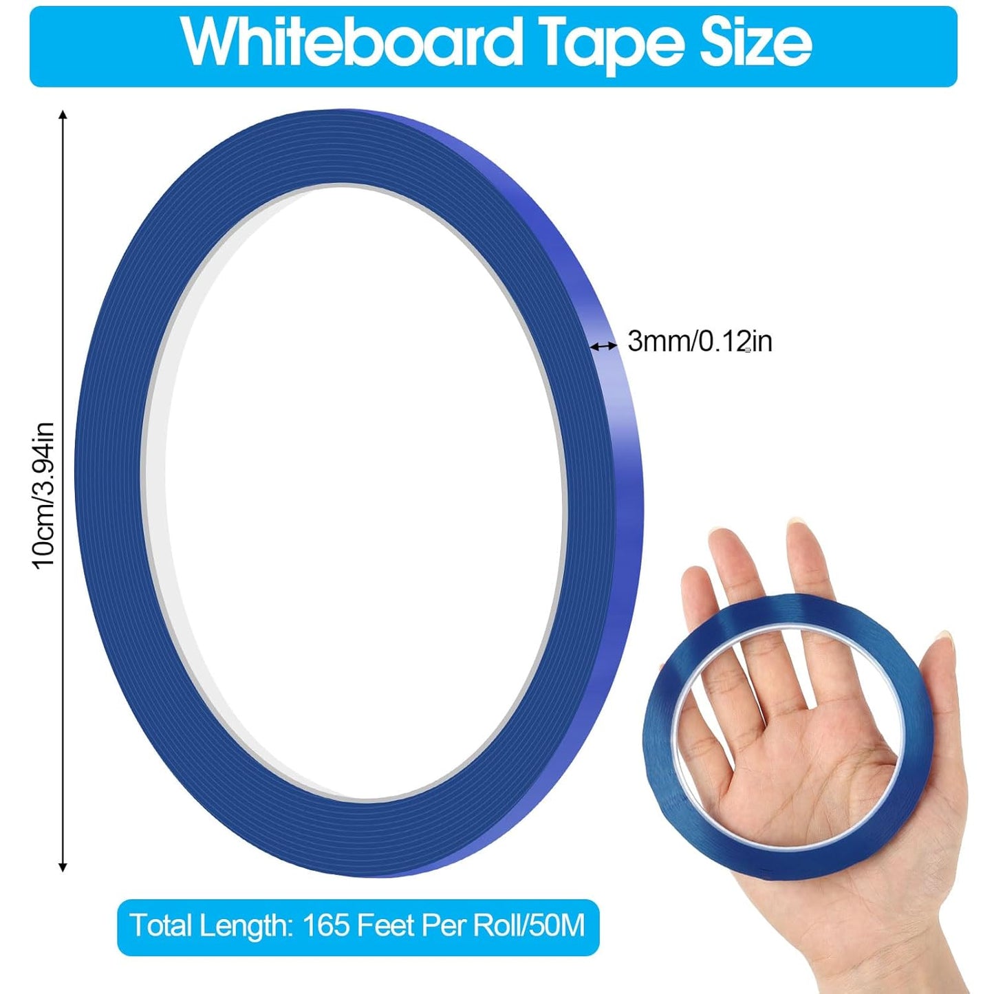Whiteboard Tape, 16 Rolls 1/8 inch Pinstripe Tape Dry Erase Tape White Board Pinstriping Tape Line, Thin Colors Draping Tape 164 Feet Per Roll, Dry Erase and White Board Accessories, Chart Tape