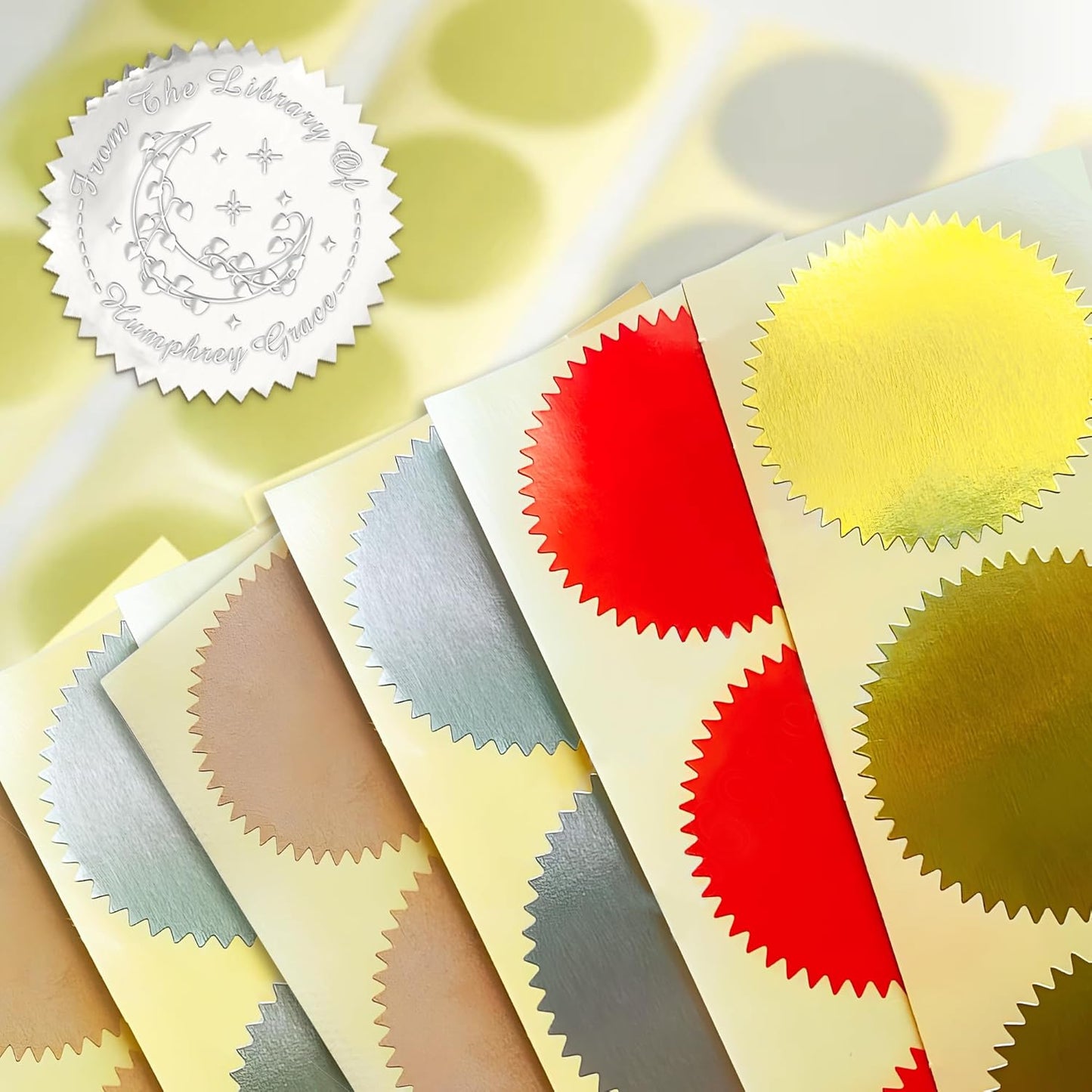 Customized Book Embosser Color Heart Moon Star Stamp with Your Name or Design Personalized Library Embosser Stamp Custom Books Business Cards Paper Documents Notebooks etc.. (Moon-02)