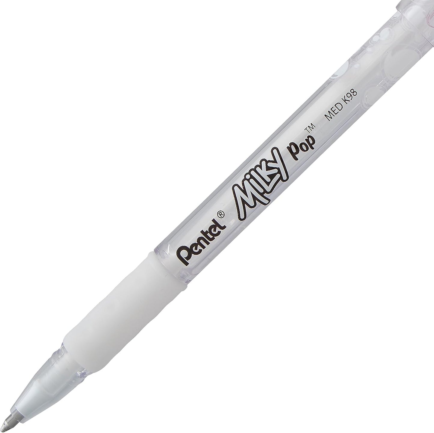 Pentel Arts Milky Pop Pastel Gel Pen, (0.8mm), Medium Line, White Ink, Pack of 2 (K98PABP2W)