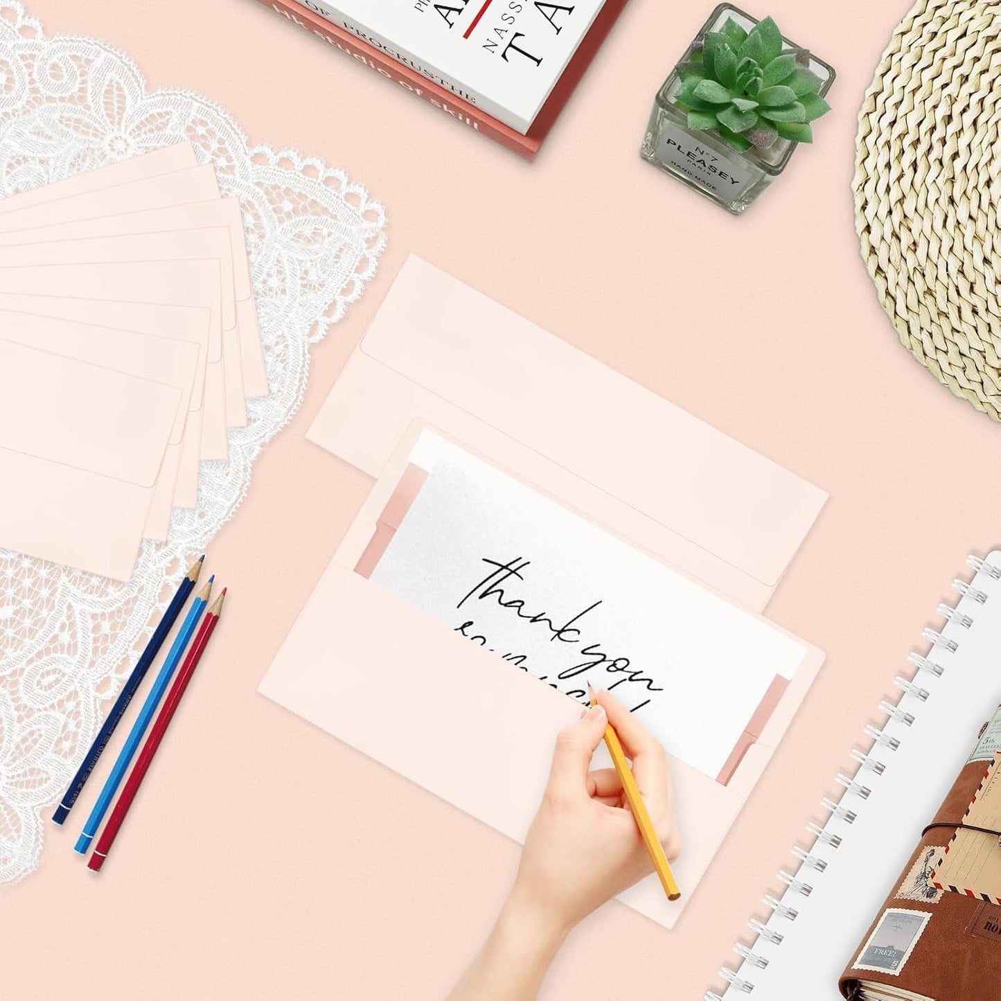 50 Pack #10 Blush Pink Business Envelopes with Metallic Rose Gold Foil Lining, Standard Letter Size Mailing Envelopes Self Seal for Checks Invoices Party Birthday Wedding, 4 1/8 x 9 1/2 Inch