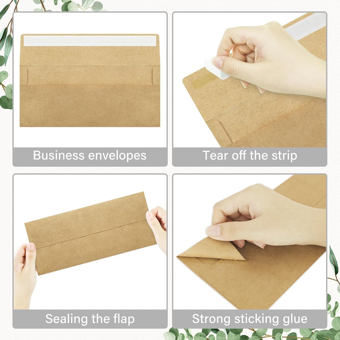 200 Pack #10 Business Envelopes, Self Seal Standard Kraft Envelopes for Secure Business & Legal Mailing, Office, Checks, Letter, Invoices, 4 1/8 x 9 1/2 Inches
