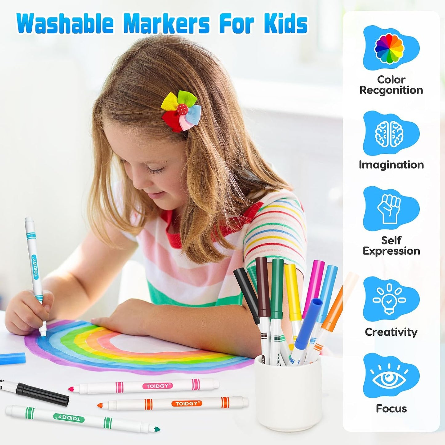 400 PCS Washable Markers for Kids, Colored Markers Bulk for School, Thin Marker Set in 16 Assorting Colors, Fine Line Marker with Conical Tip, Back to School Supplies, Classroom Must Haves