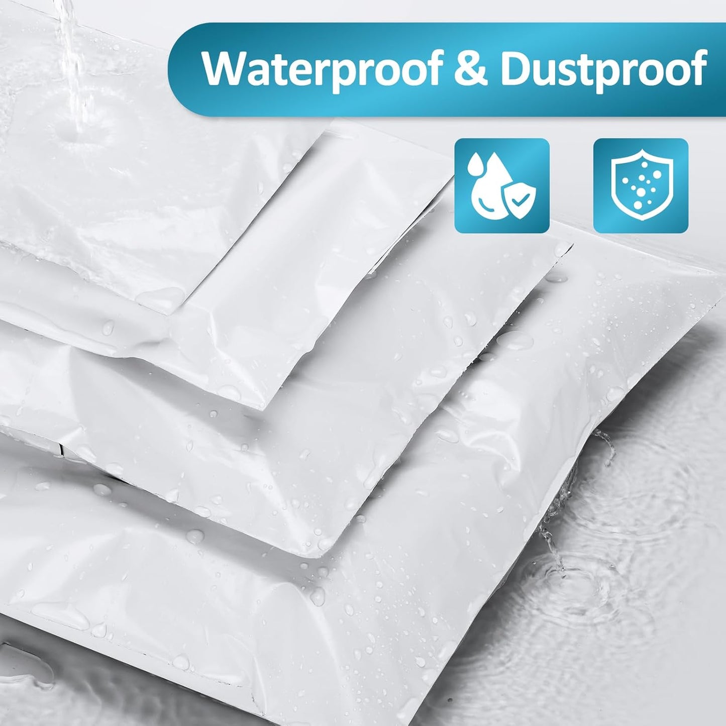 UCGOU 60 Pack White Poly Mailers Variety Size Pack, 6x9 Inch & 9x12 Inch & 10x13 Inch & 12x15.5 Inch & 14.5x19 Inch, 12 PCS Each Bag, Self-sealing Adhesive Mailers Assorted Sizes for Small Business