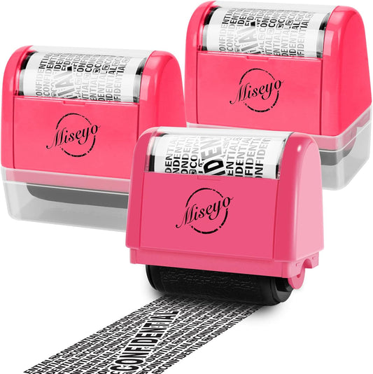Miseyo Wide Roller Stamp Identity Theft Stamp 1.5 Inch Perfect for Privacy Protection,Anti-Theft Security Confidential Easy for Guard Personal Information Blockout - 3Pack Set (Peach)