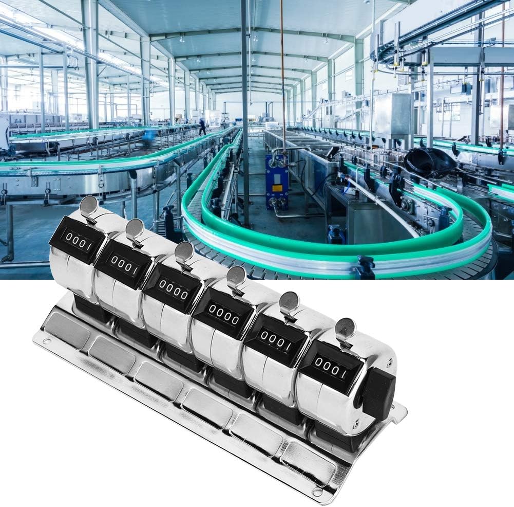 0 to 9999 Manual Tally Counter Metal Mechanical Counter 4Digit Conjoined 6 Units Pitch Click Counter