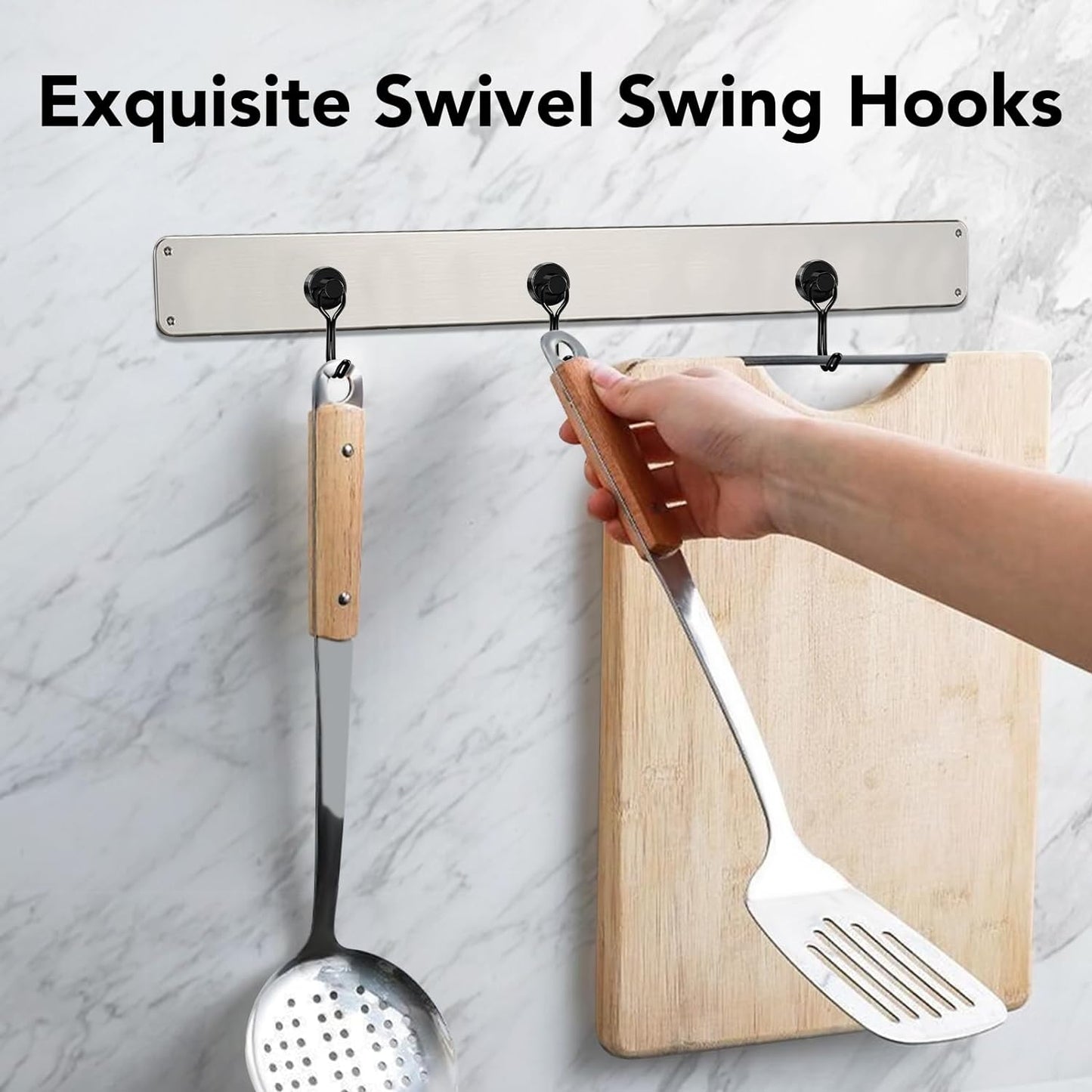 MIKEDE Strong Magnetic Hooks, 40LBS Black Swivel Swing Hooks Heavy Duty, Rare Earth Magnets with for Fridge, Grill Cruise Cabins, Hanging, Kitchen - 28 Pack