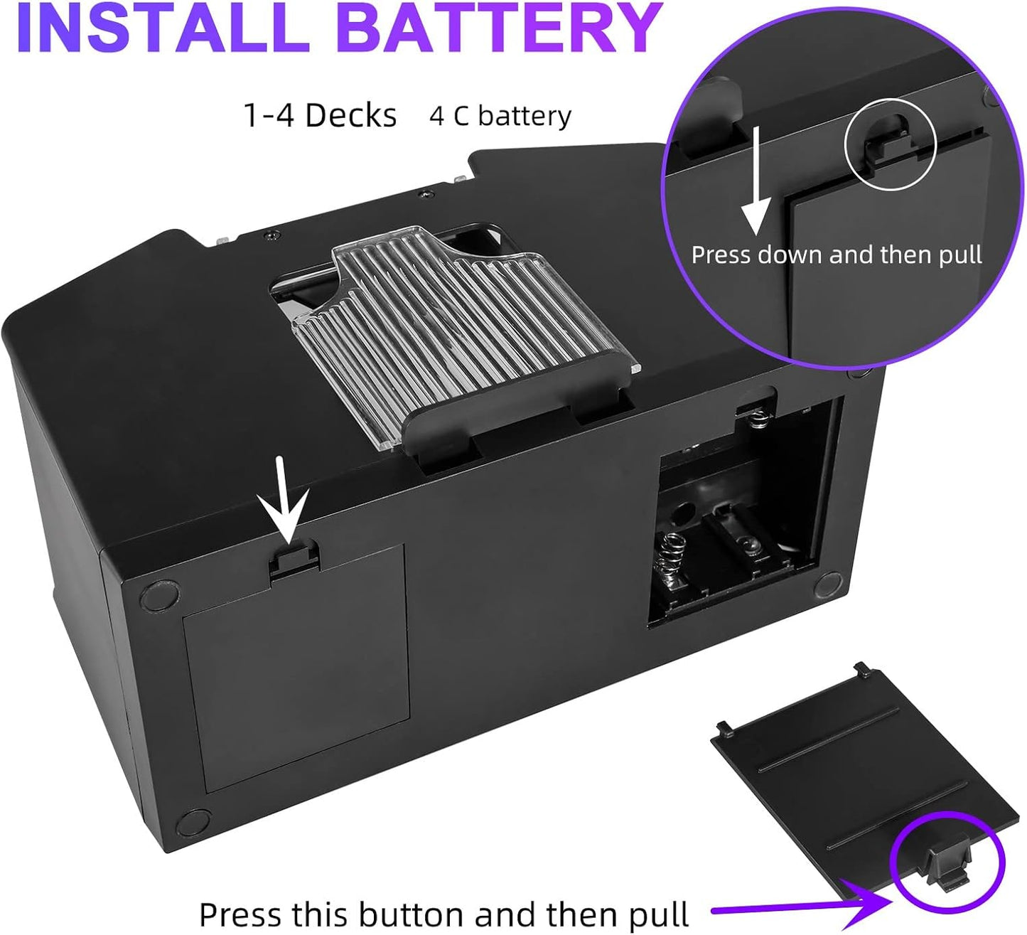 Automatic Card Shuffler 2/1/4/6 Deck,Battery-Operated Electric UNO Poker Shuffler,Playing Card Shuffler for Home Card Game,Travel