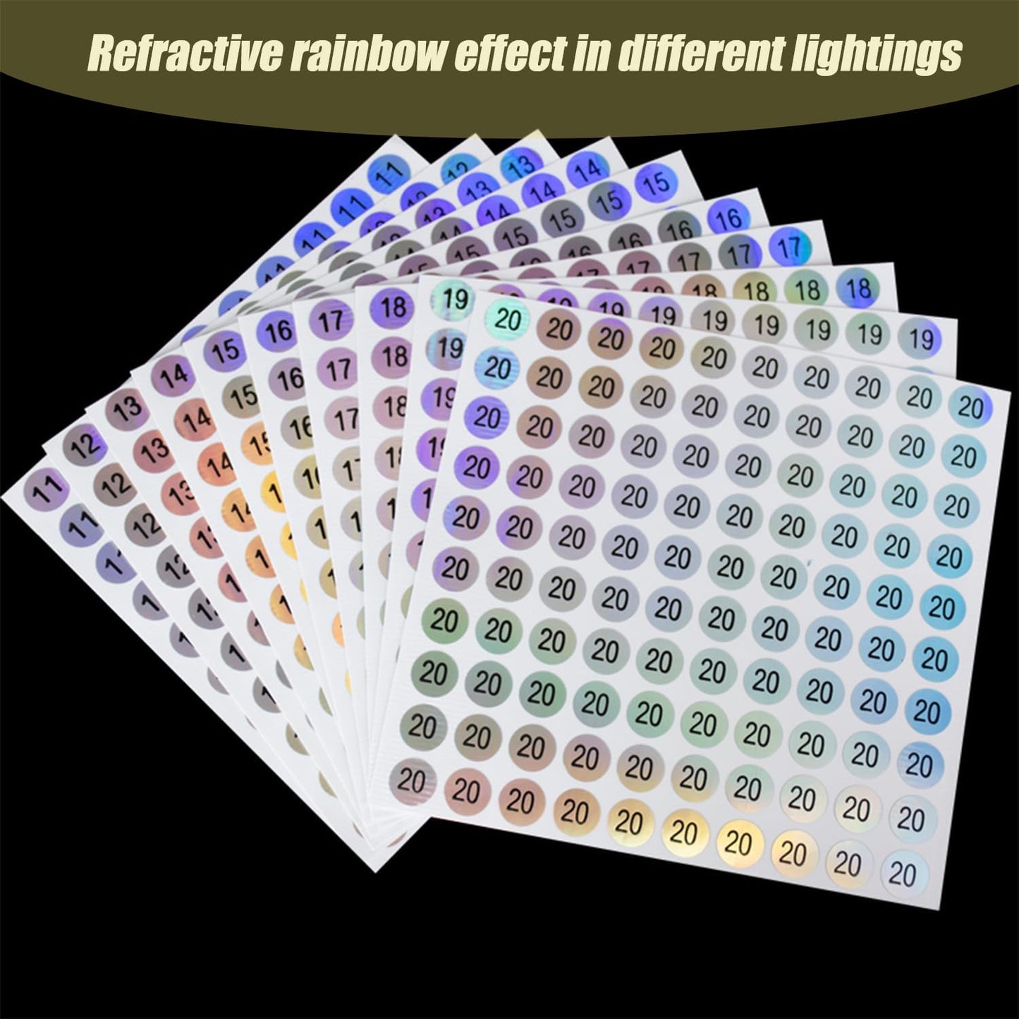 30 Sheets 1 to 30 Waterproof Reflective Laser Number Stickers,Round Self Adhesive Stickers/Inventory/Storage Organizing Sticker