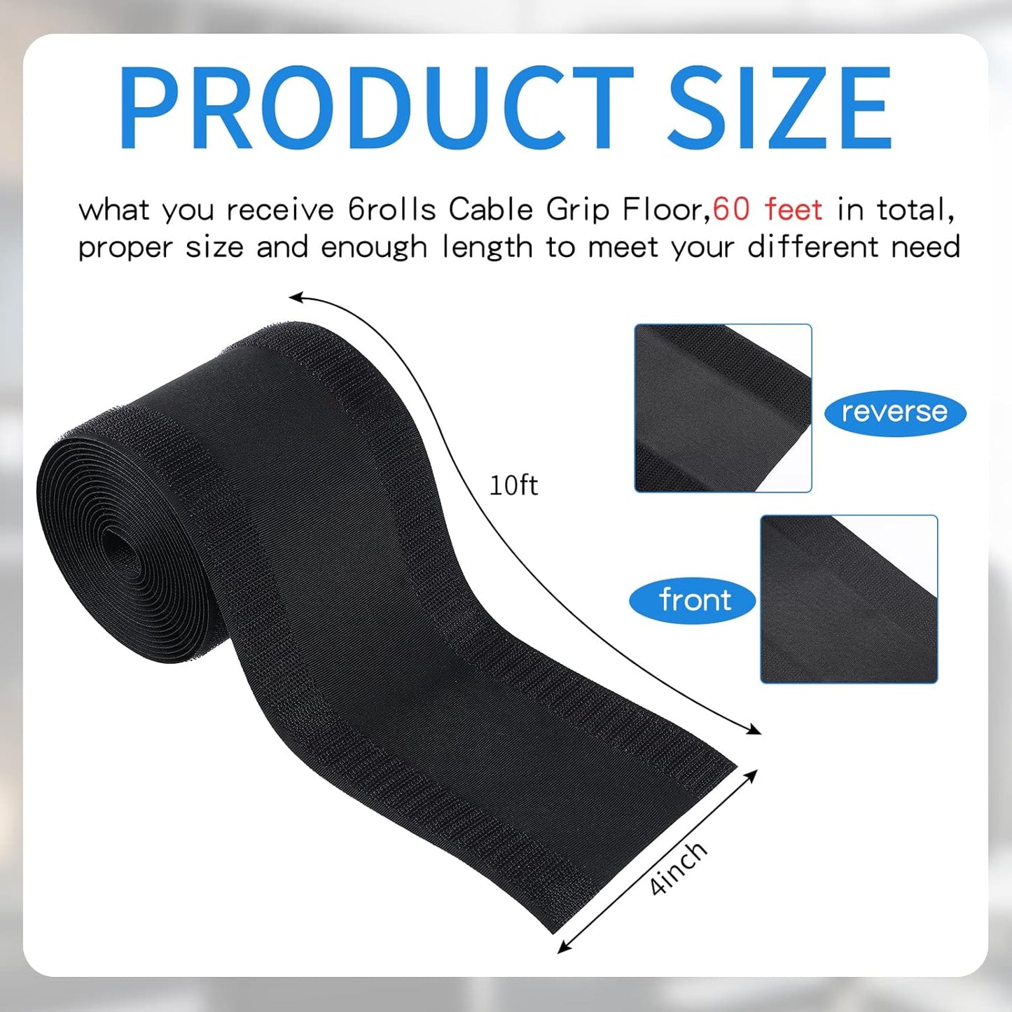 WILLBOND Carpet Cord Cover Cable Grip Floor Cover Cable Protector Management Only for Commercial Office Carpet(Black,59.06 ft)