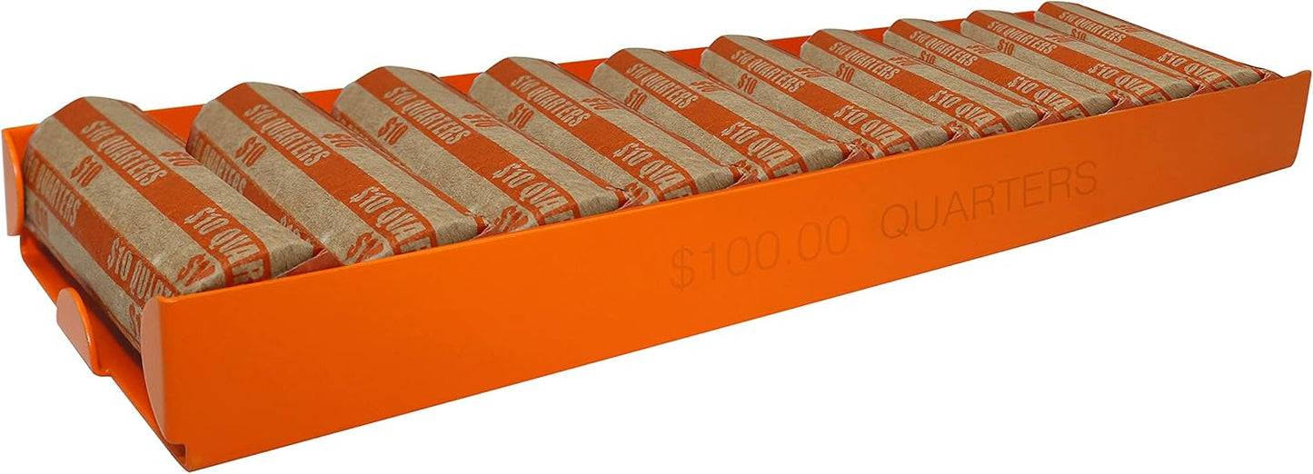 Nadex 4 Pack Assorted Aluminium Coin Trays - Stackable Single Compartment Coin Sorting and Storage Trays - Holds 20 Penny Rolls, 10 Nickel Rolls, 20 Dime Rolls, 10 Quarter Rolls