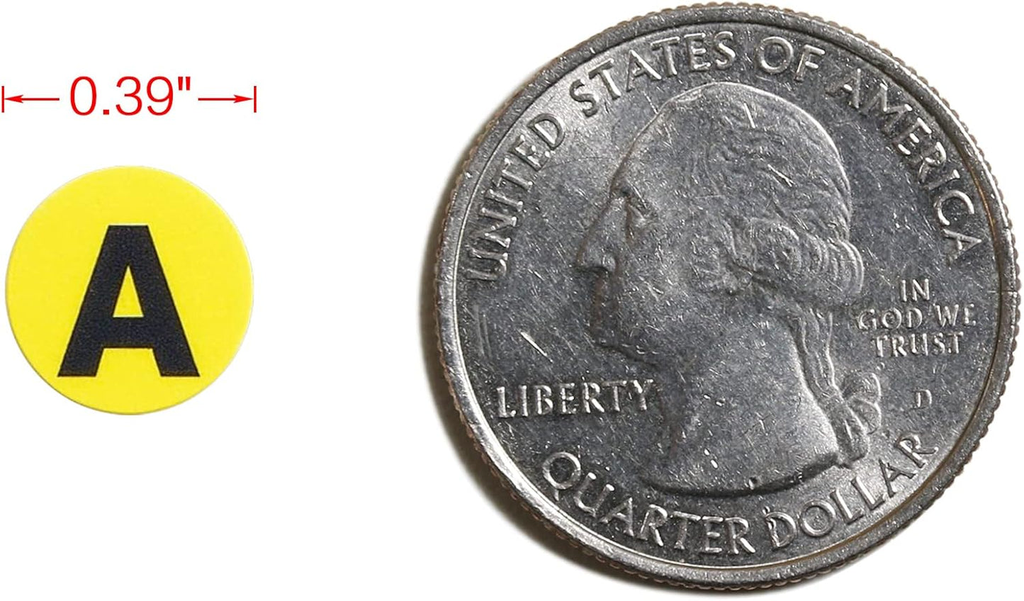 dealzEpic - Alphabet Stickers of Letter A to Letter Z on Yellow Background - Small Round Paper Self-Adhesive Peel-and-Stick Labels - Pack of 10 Sheets