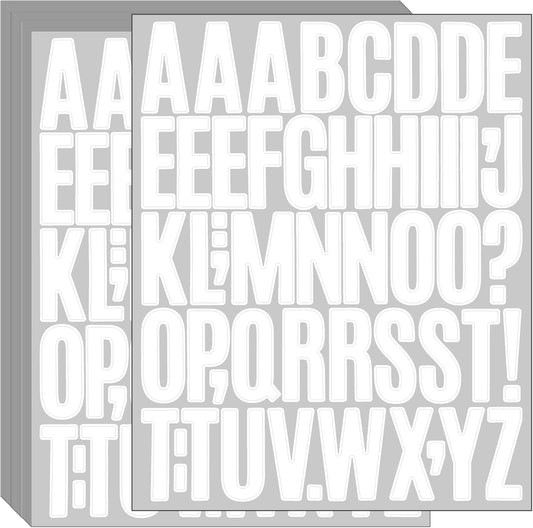 Bemeol 1248 Pieces Letter Stickers 24 Sheets 2 Inch Alphabet Letter Stickers Self Adhesive Sticker Letters for Bulletin Board Classroom Mailbox Door Home Decor(White)