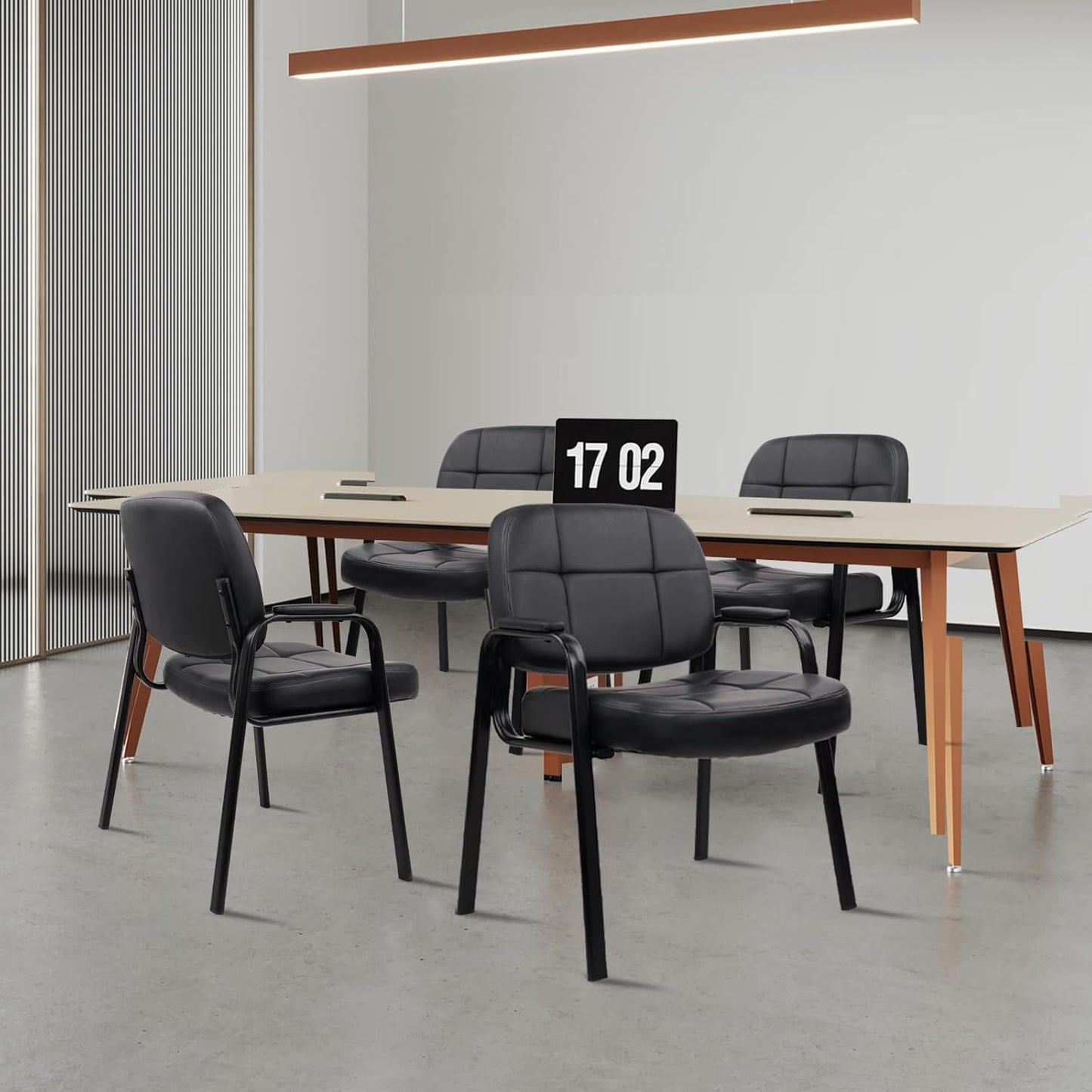 CLATINA Big & Tall 800 lbs Waiting Room Guest Chair, Leather Office Reception Chair No Wheels with Padded Arms for Elderly Home Desk Conference Room Lobby Side Salon Clinic, Black(8 Pack)