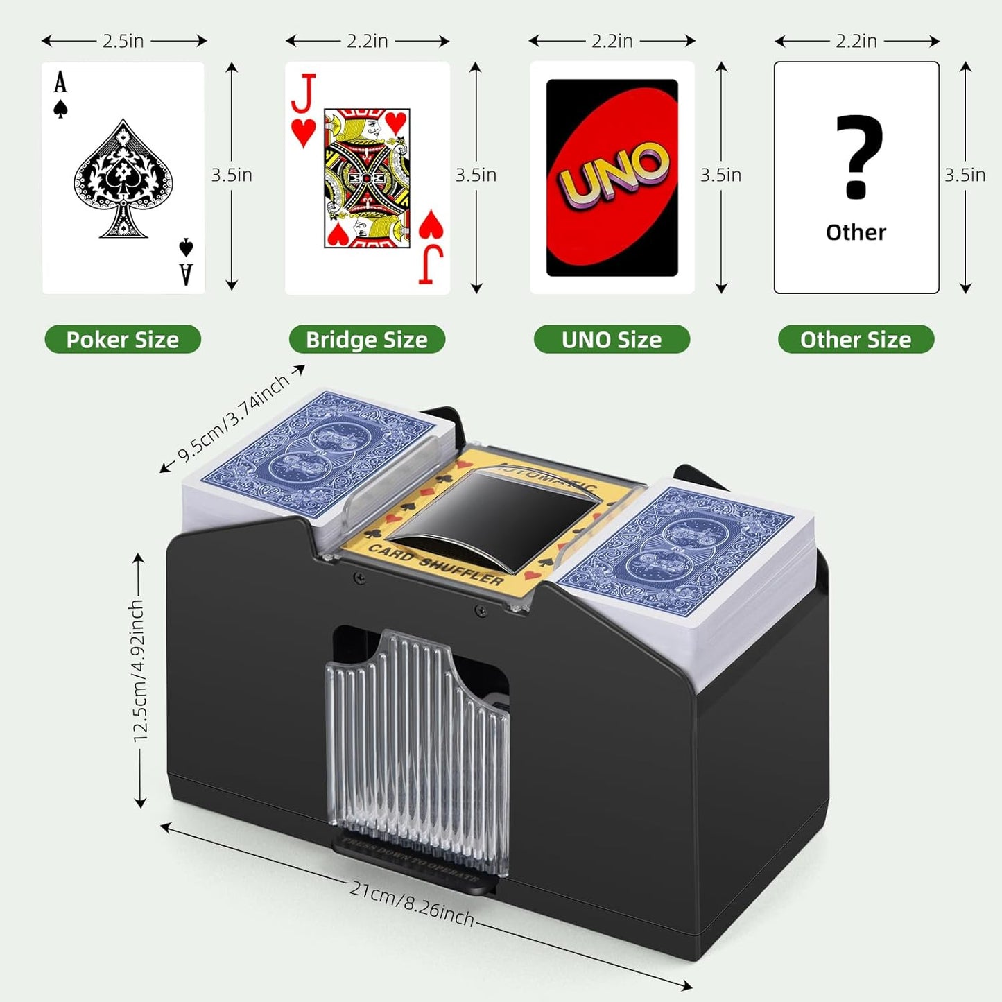 Automatic Card Shuffler 1/2/4/6 Decks,Battery Operated Electric Playing Card Shuffler for UNO,Casino Card Game,Poker,Phase 10,Blackjack,Texas Hold'em,Home Card Games