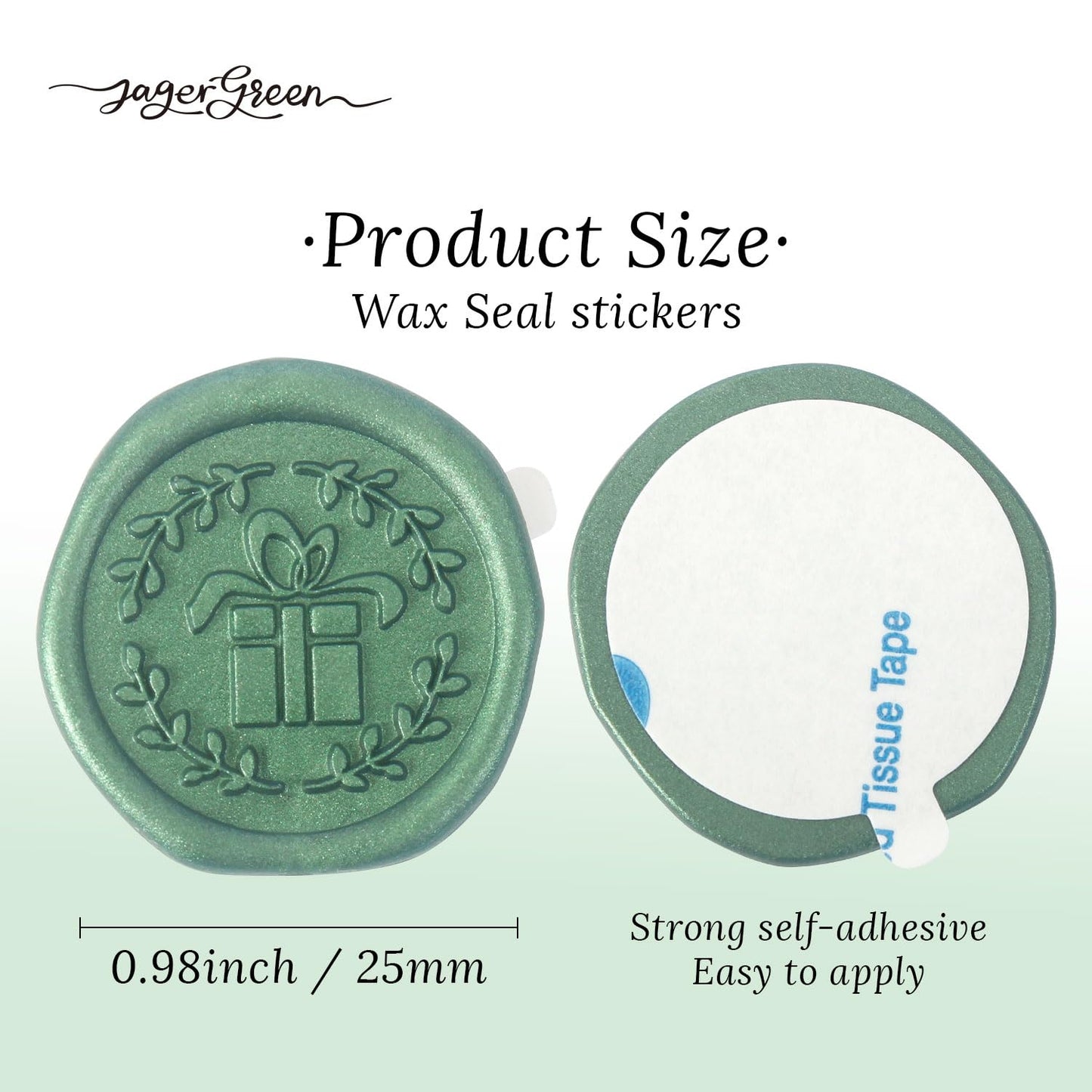 Wax Seal Stickers with Various Seals Patterns, Green Adhesive Sealing Wax Sticker Set for Wedding Invitations Customize, Envelopes Sealer, Christmas Gift (Gift, 60 Pcs)