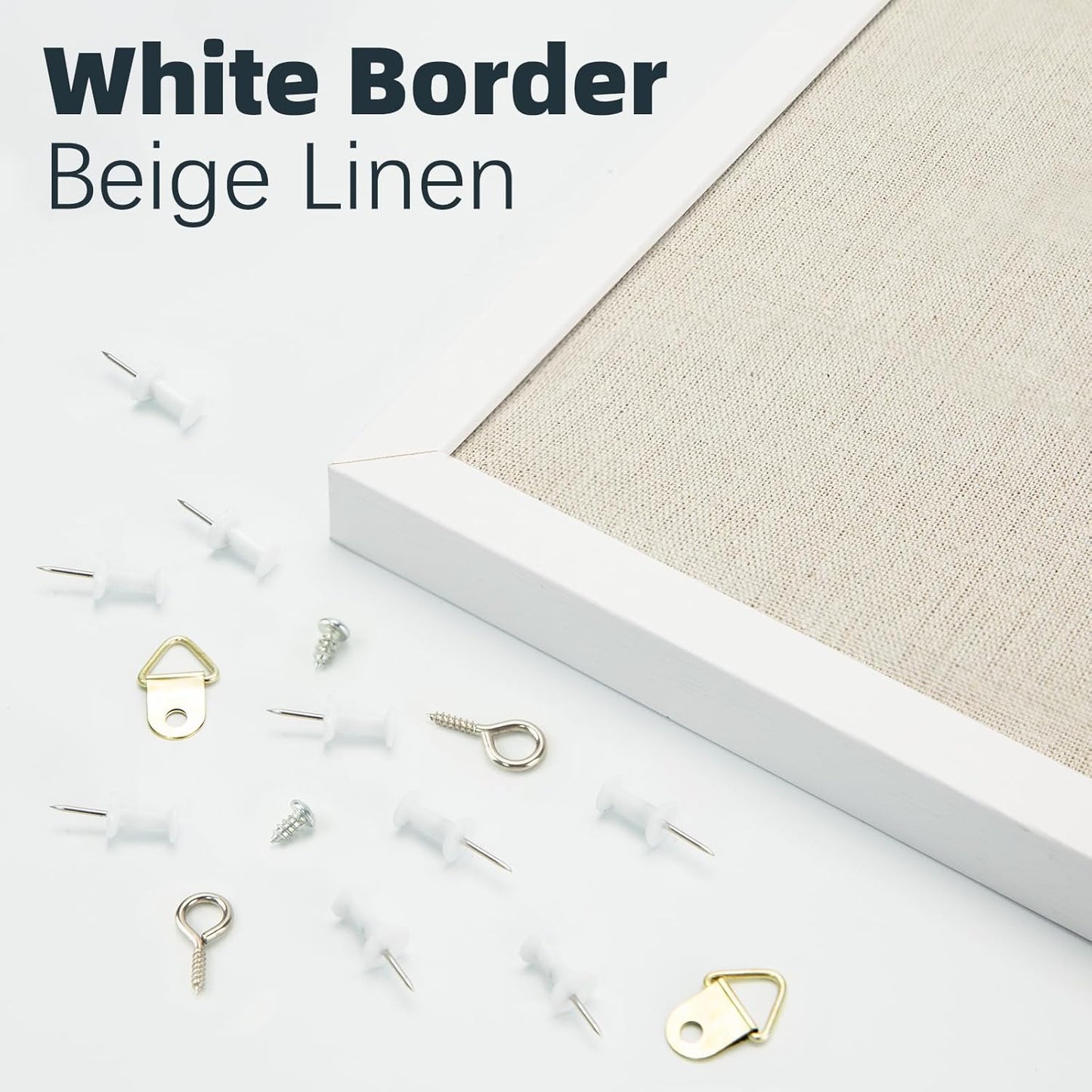 OWLKELA 13.3"x17.7" inch Bulletin Board with Linen, White Wood Style Frame, with 10 Pushpins, Linen Cork Board, Ideal for School, Home & Office