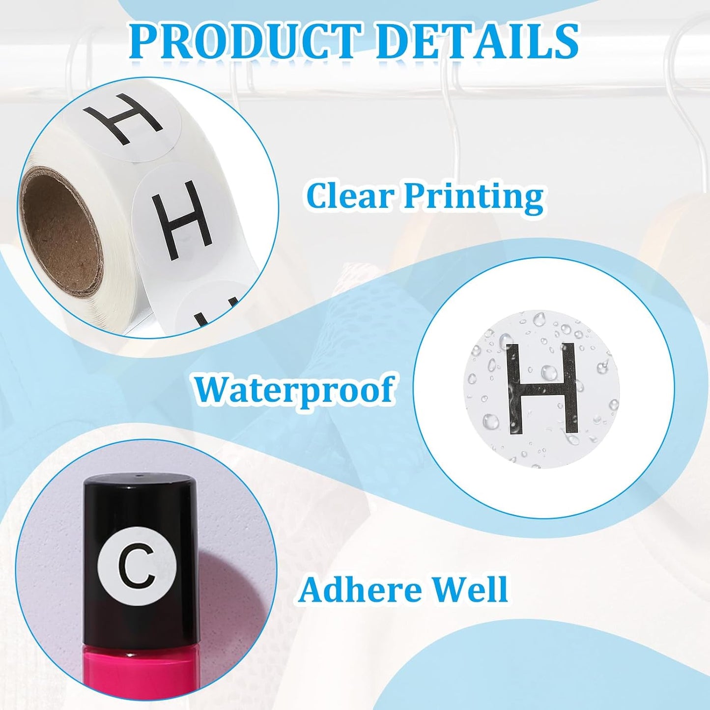 PATIKIL 1" Letter H Stickers, 4 Rolls Self-Adhesive Alphabet Round Circle Dots Labels for Organization Storage Inventory Boxes Scrapbook Craft 2000 Pcs Total