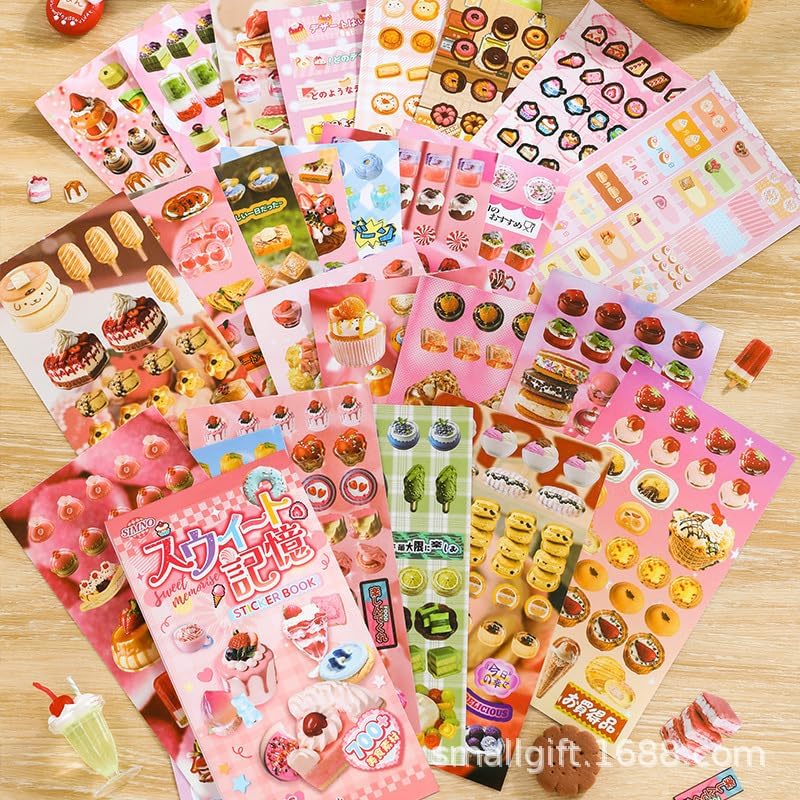 Alideco 25pcs Scrapbook Stickers Vintage Cute Cake Dessert Food Sticker Book for Adults Sticker journaling Stickers for Scrapbooking (tianweijiyi)