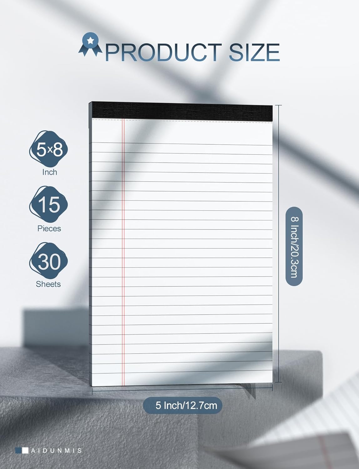 White Legal Pads 5x8 Small Note Pads 5x8 College Ruled Paper Tablets 15 Pack Writing Pads 5x8 Paper Pads Small Notepads 5x8 Notebook Paper Lined Writing Pad Small Legal Pad 5 x 8 White 30 Sheets/Pad