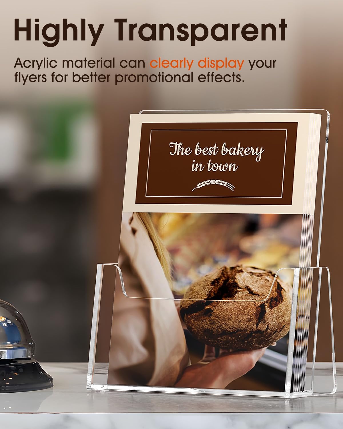 MaxGear Brochure Holder 6 Pack, 6 Inches Wide Acrylic Display Stand Clear Pamphlet Holder Flyer Holder Rack Card Holder Countertop/Desk Organizer for Trifold, Booklet, Literature, Magazine